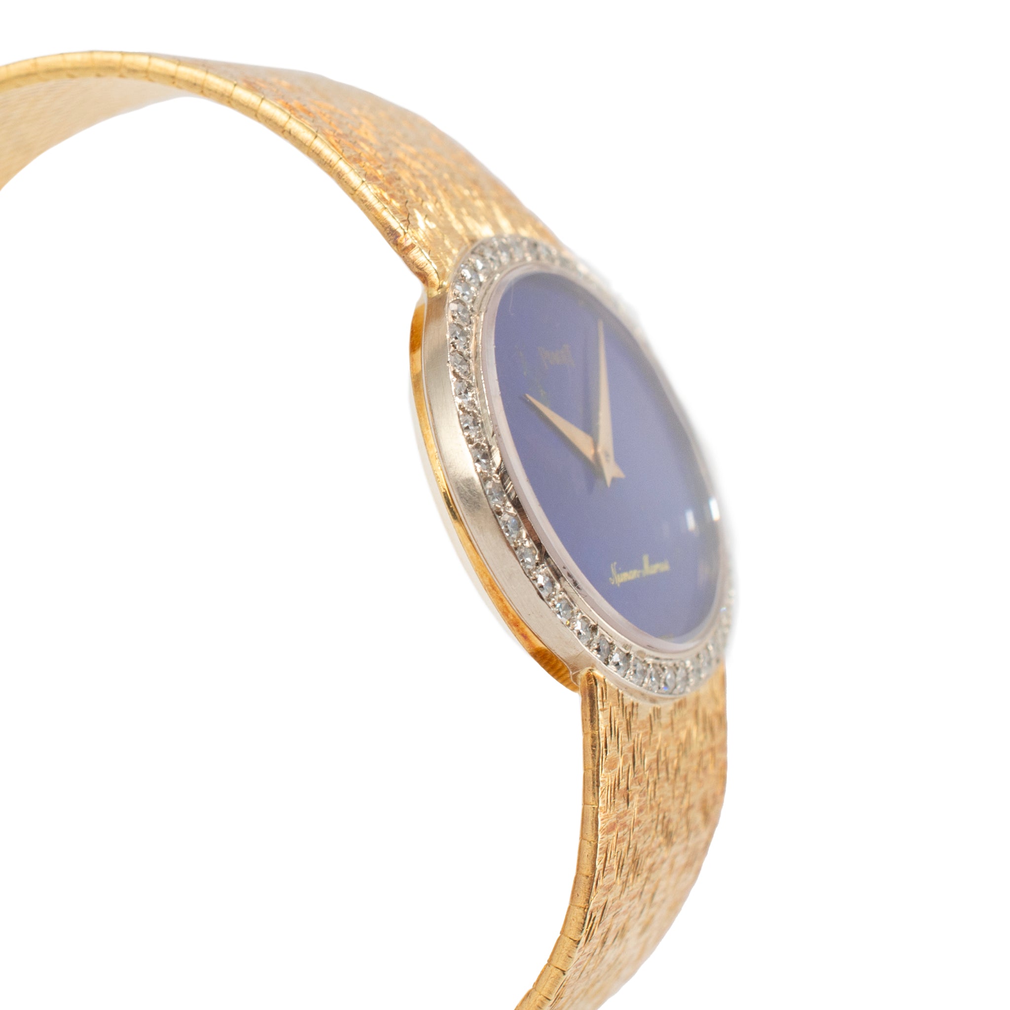 Vintage Piaget 24MM 9805 B 68 18K Gold Diamond Neiman Marcus Lapis Dial Watch