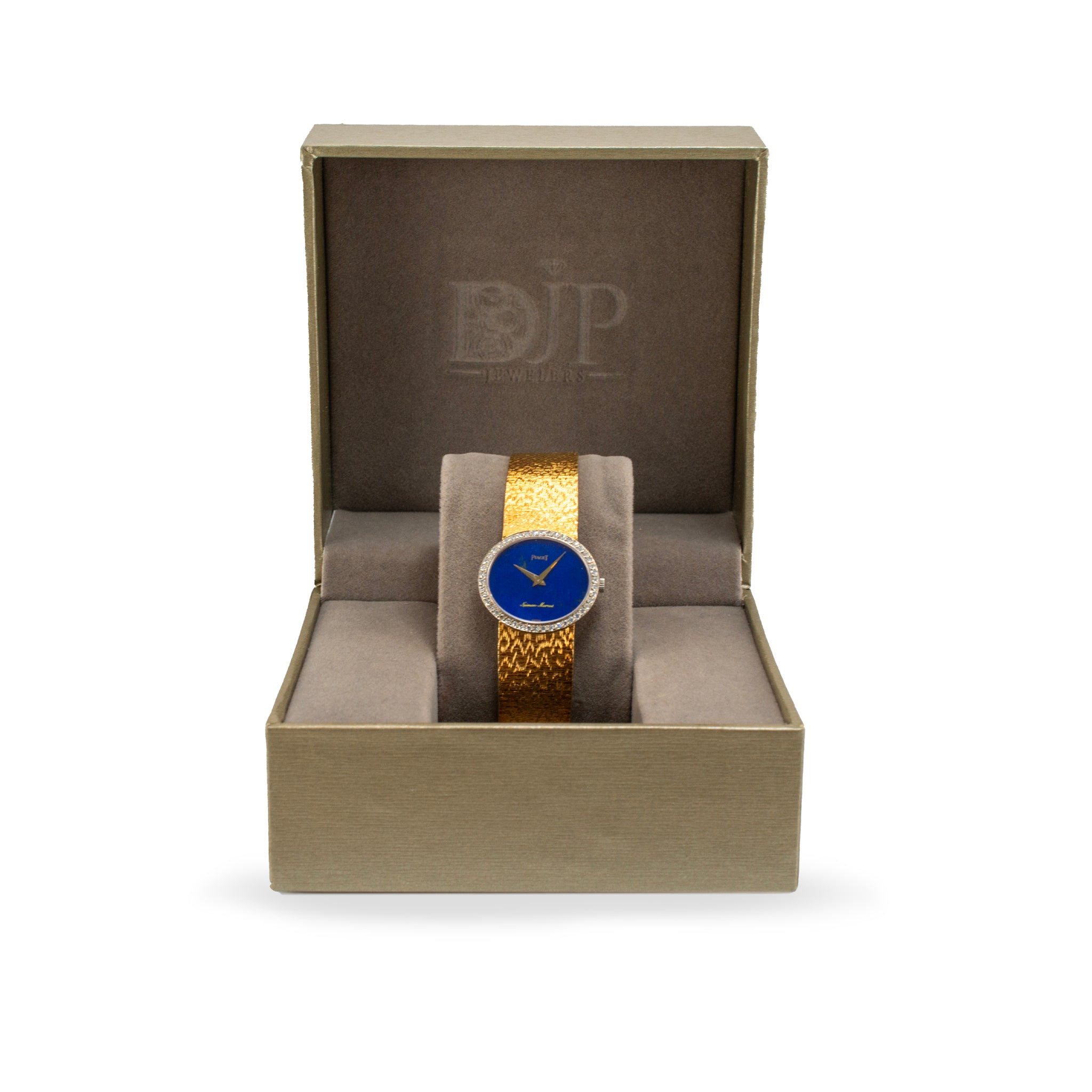 Vintage Piaget 24MM 9805 B 68 18K Gold Diamond Neiman Marcus Lapis Dial Watch