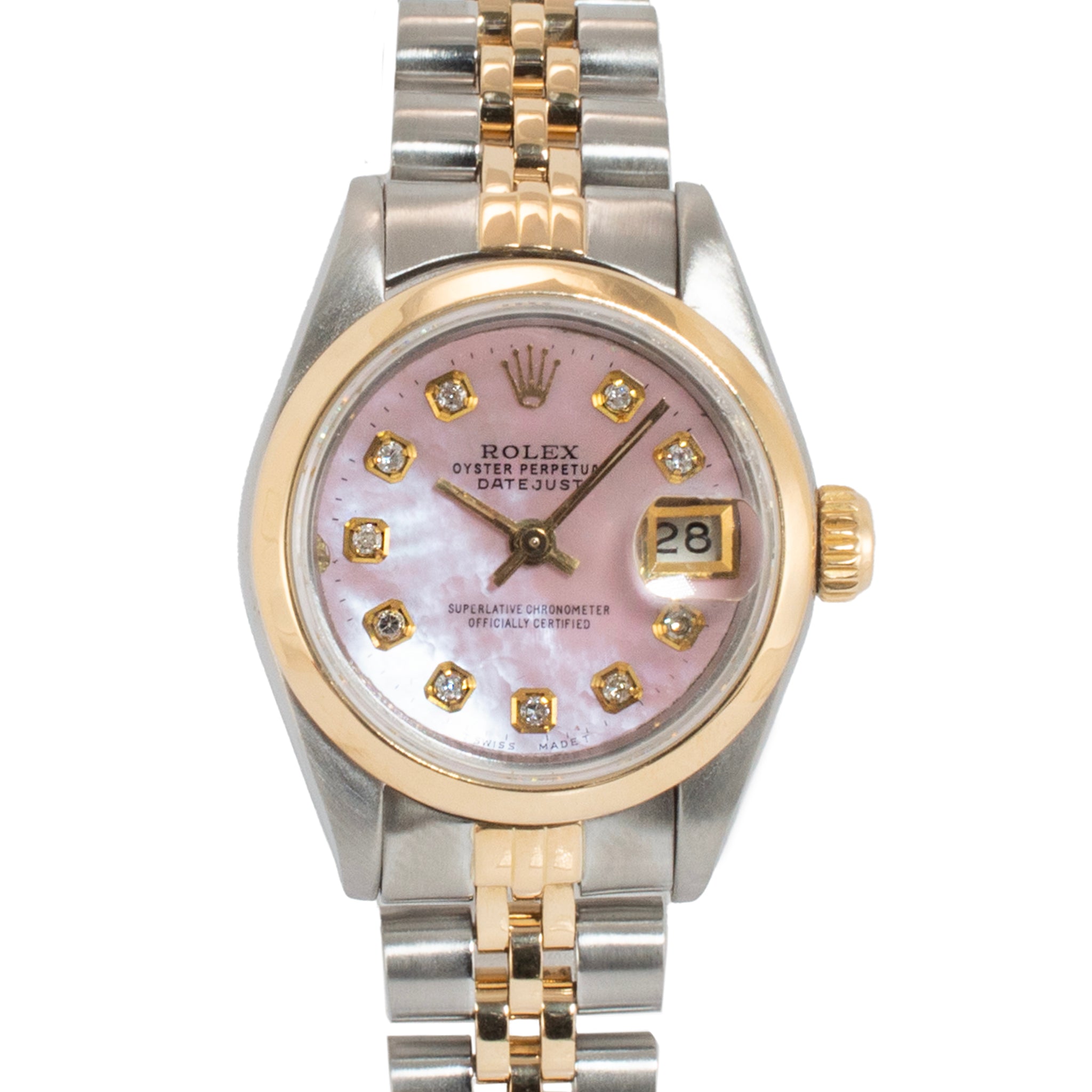 Rolex Lady Datejust 26MM 69163 Diamond Mop Dial Jubilee Yellow Gold Steel Watch