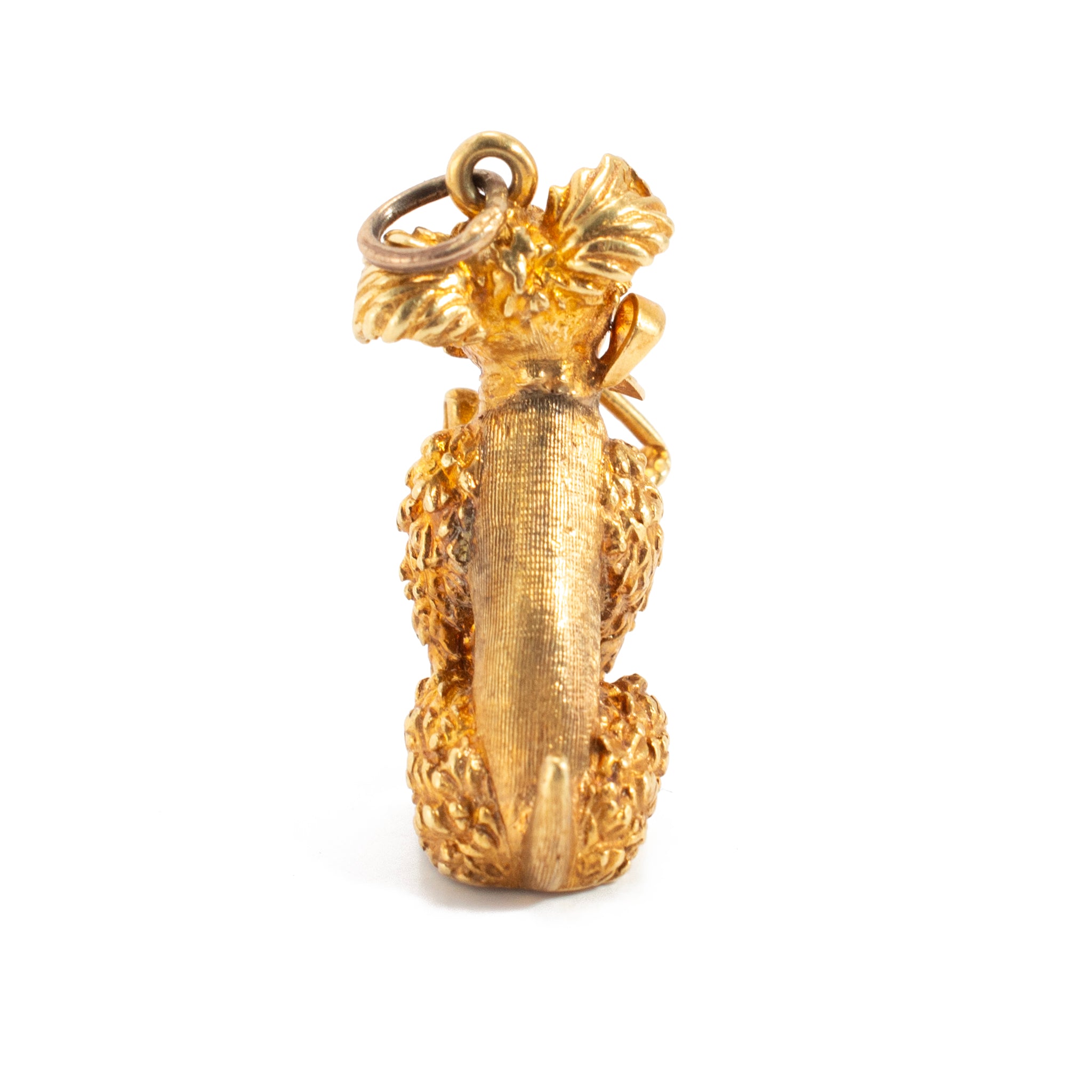 Vintage Cellino 18K Yellow Gold Onyx Schnauzer Poodle Dog Charm Pendant