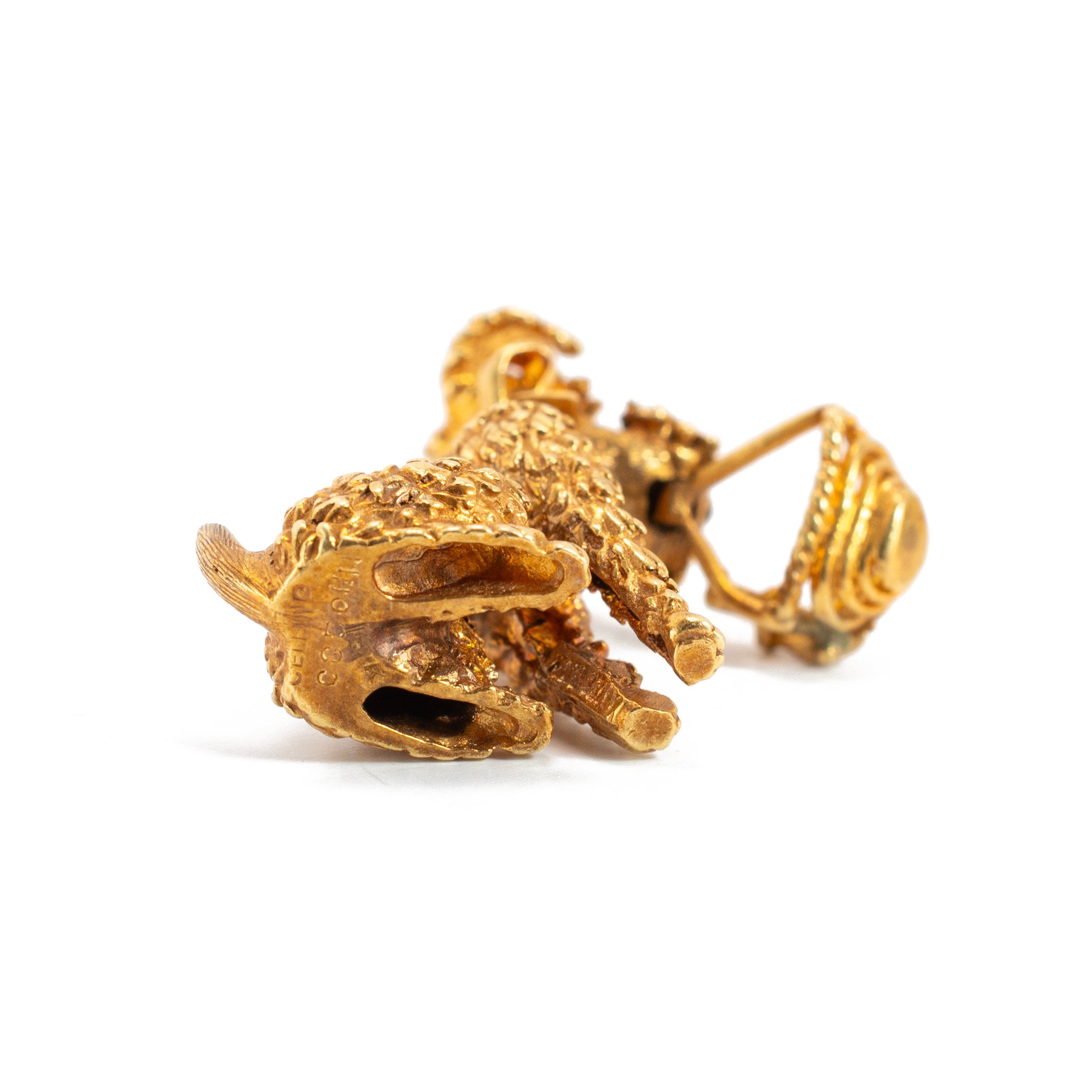 Vintage Cellino 18K Yellow Gold Onyx Schnauzer Poodle Dog Charm Pendant