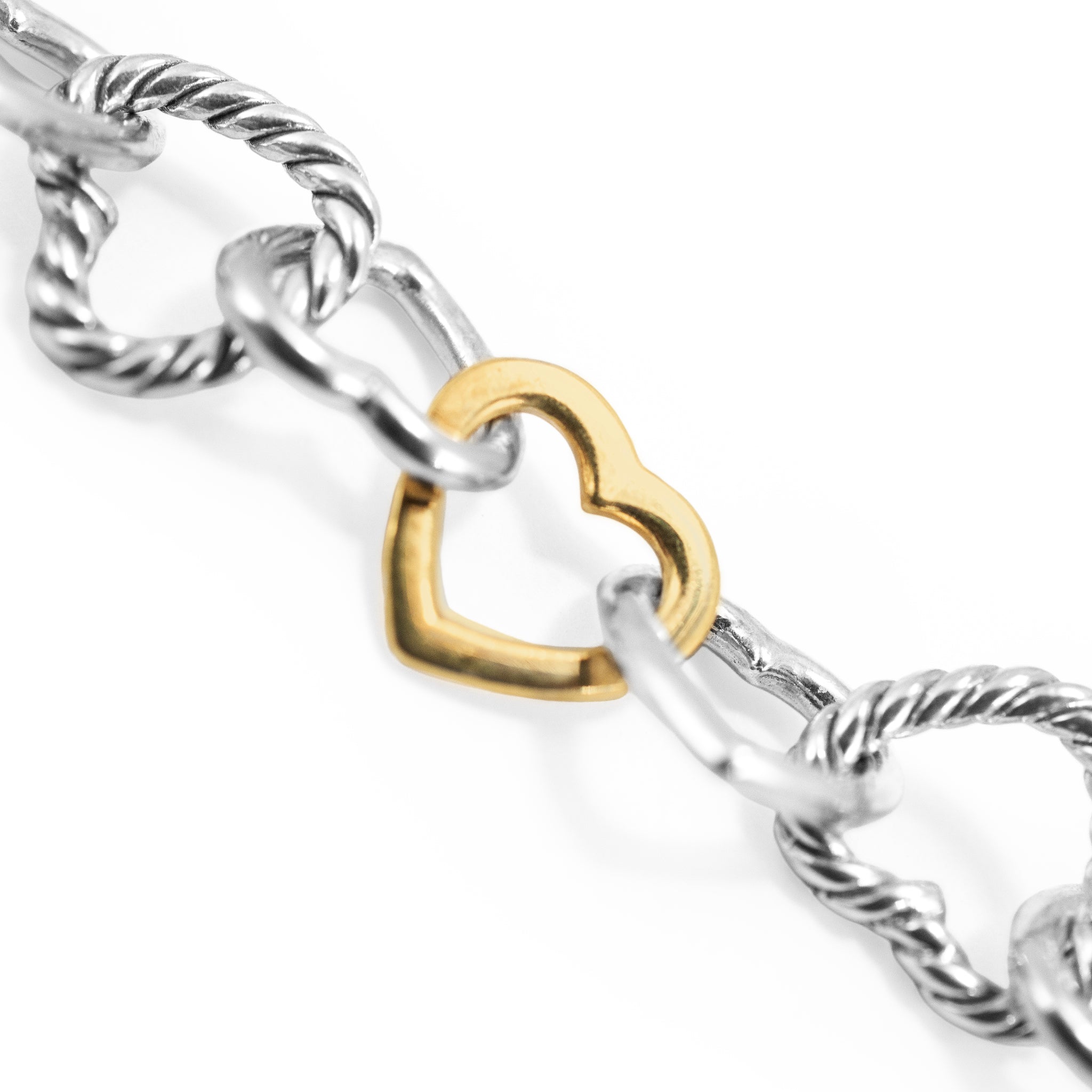 David Yurman 18K Gold & Sterling Silver Open Heart Chain Link Bracelet
