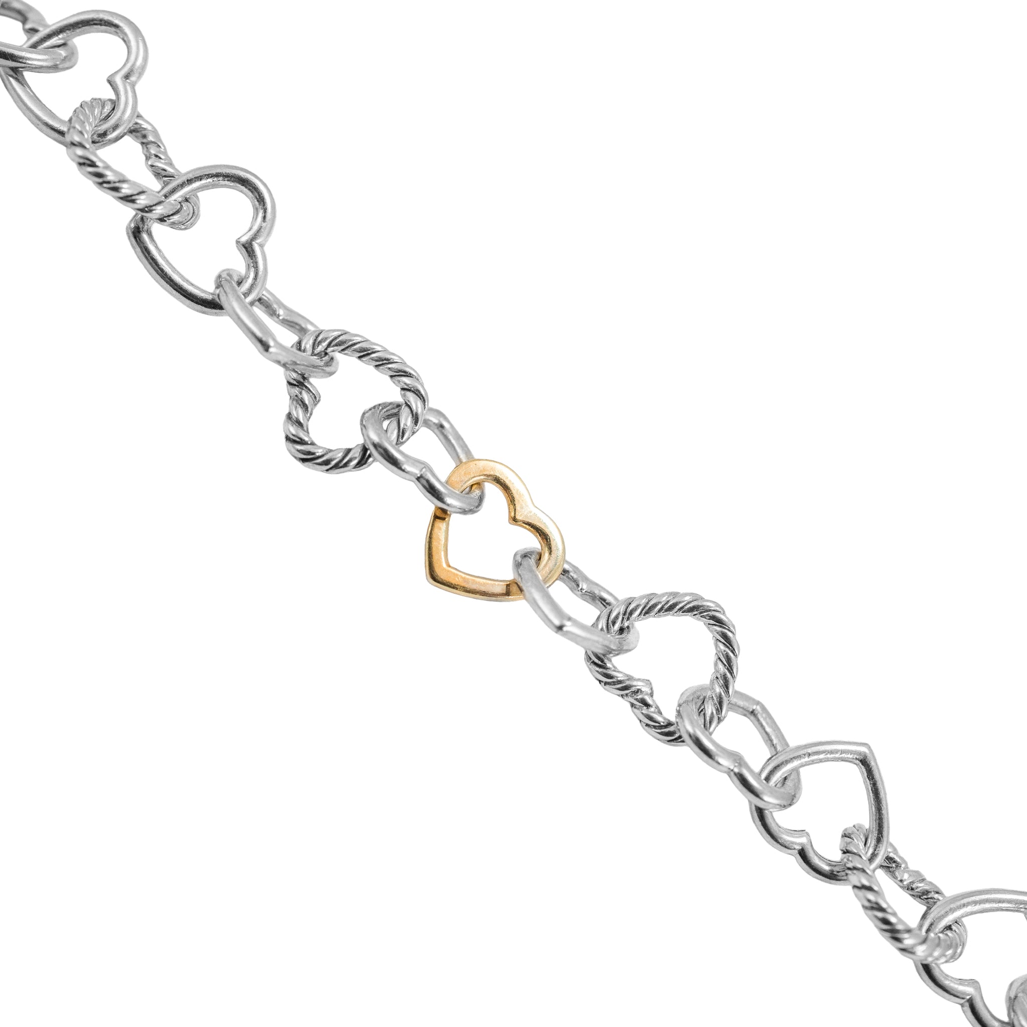 David Yurman 18K Gold & Sterling Silver Open Heart Chain Link Bracelet