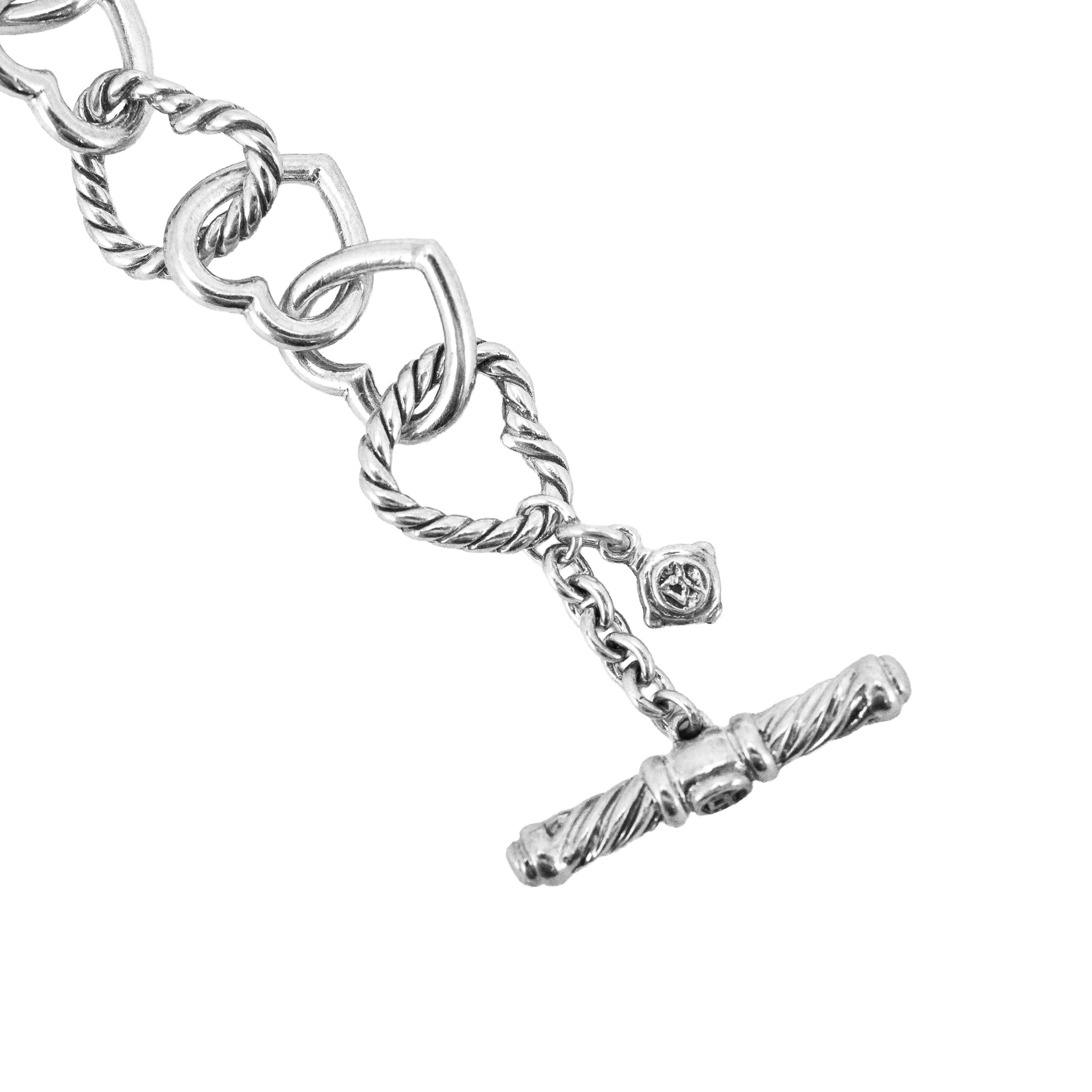 David Yurman 18K Gold & Sterling Silver Open Heart Chain Link Bracelet