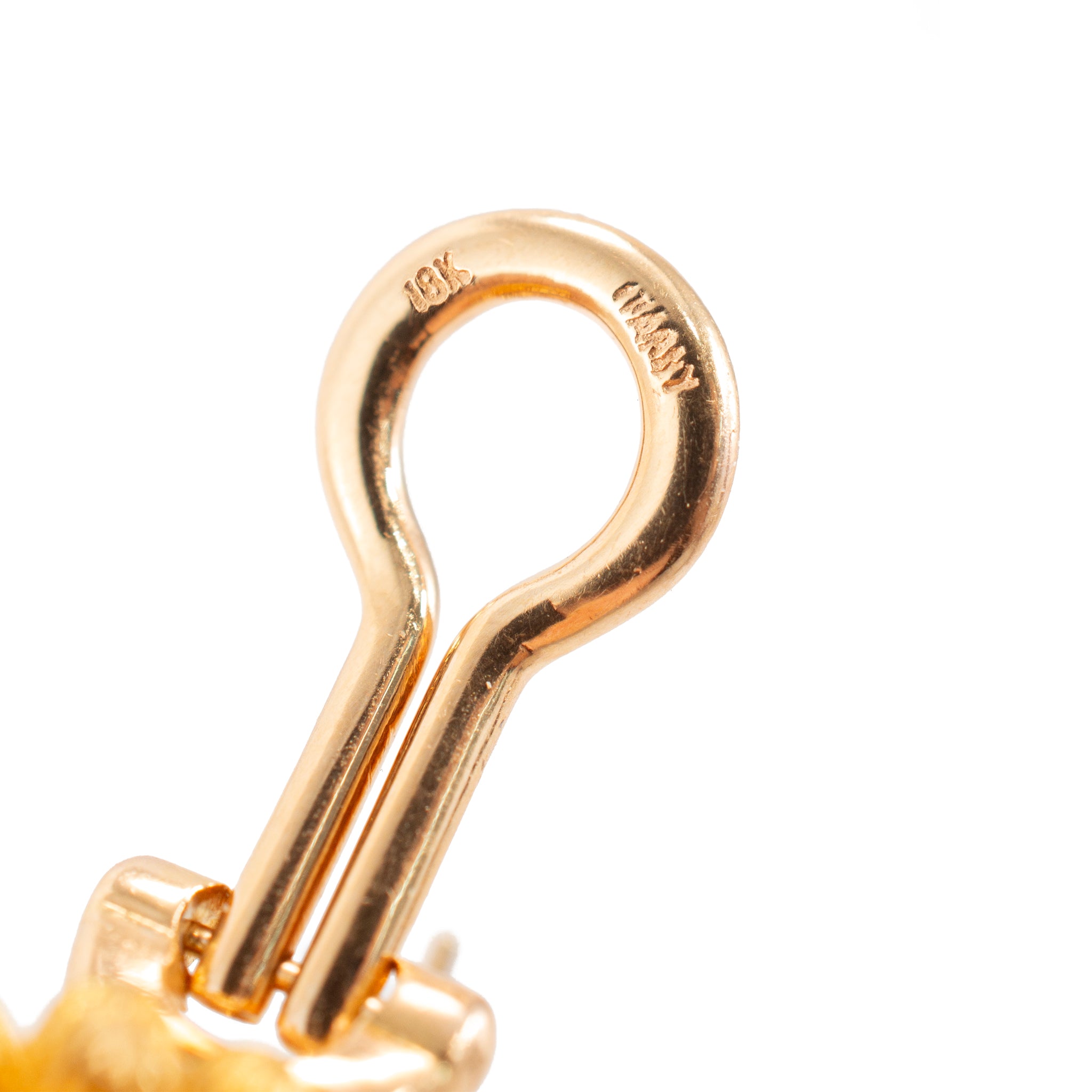 Vintage 18K Yellow Gold Diamond Domed Beaded Design Clip on Dangle Earrings