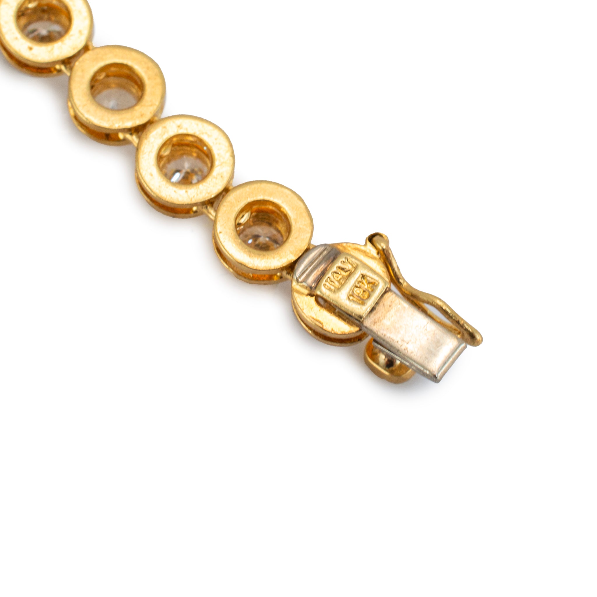 Vintage 18K Yellow Gold Bezel Set 14.57ct Diamond Tribute Tennis Link Necklace