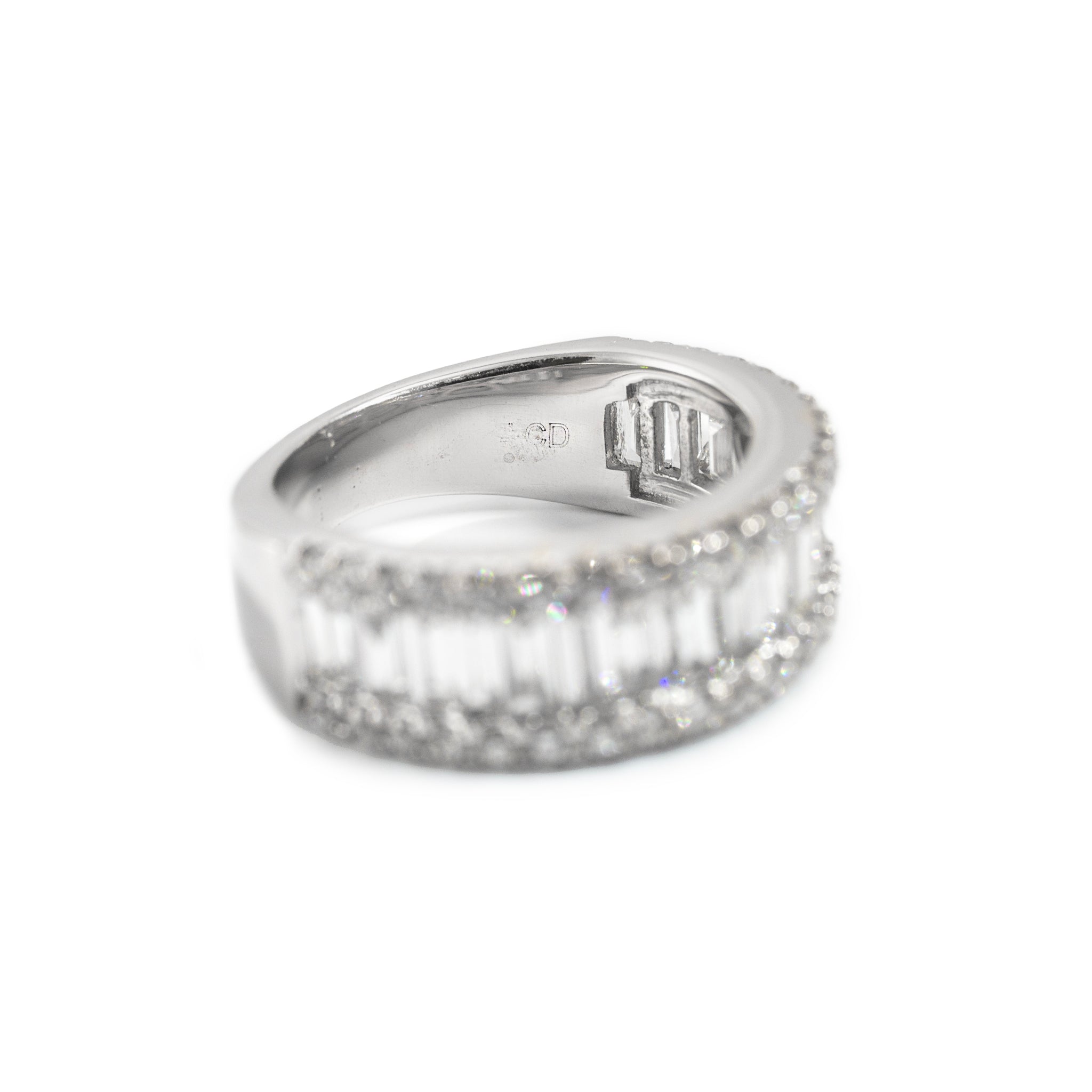 Ladies 14K White Gold 2.57ct Baguette and Rounds Lab Grown Diamond Band Ring