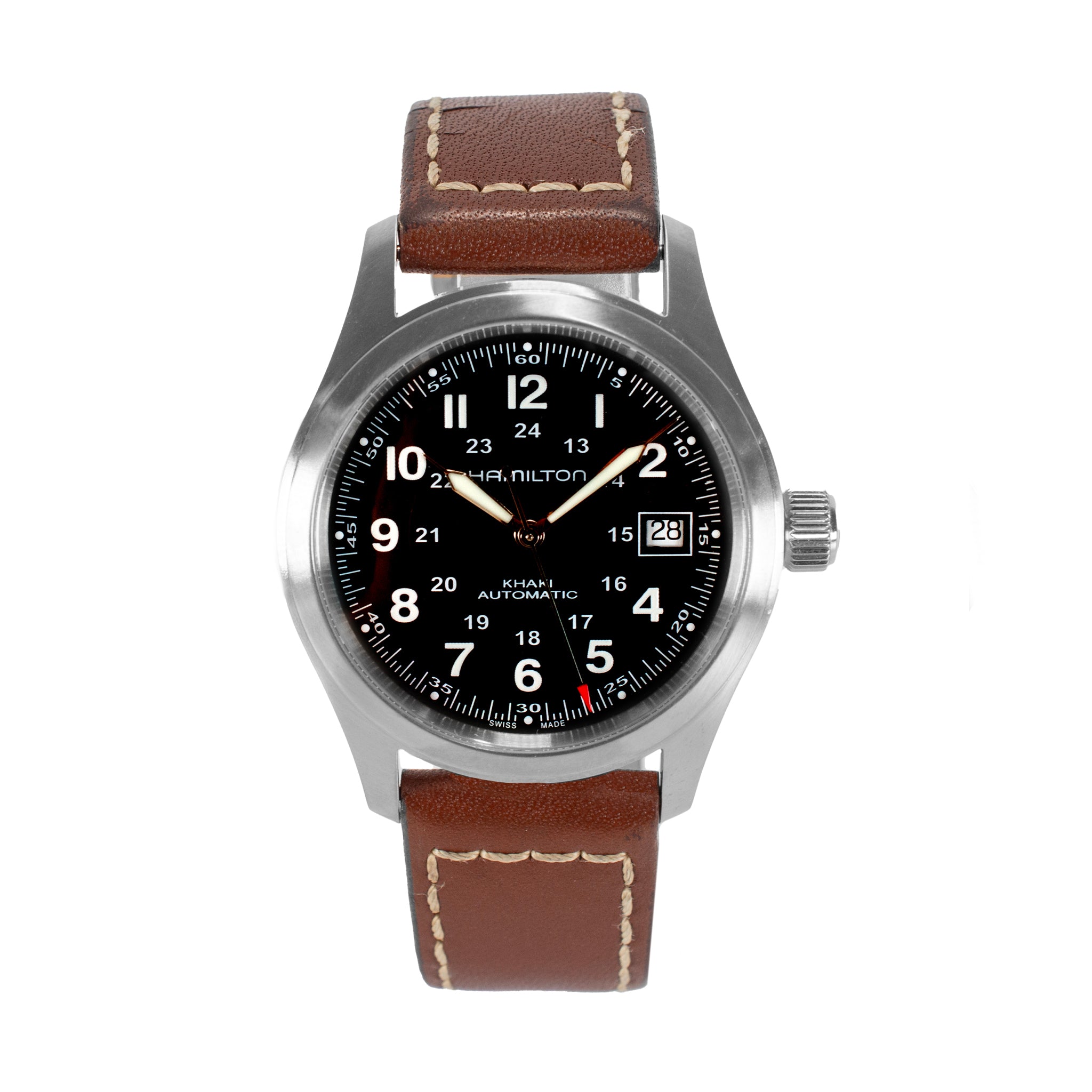 Hamilton Khaki Field Auto 38MM H70551 Brown Leather Steel Automatic Watch