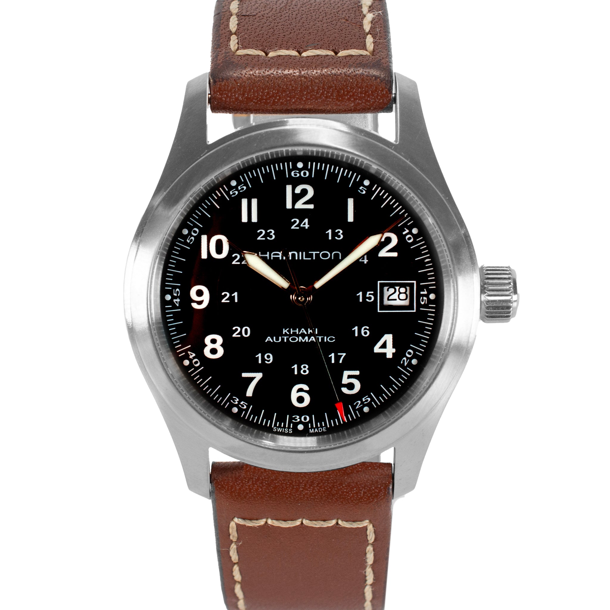 Hamilton Khaki Field Auto 38MM H70551 Brown Leather Steel Automatic Watch