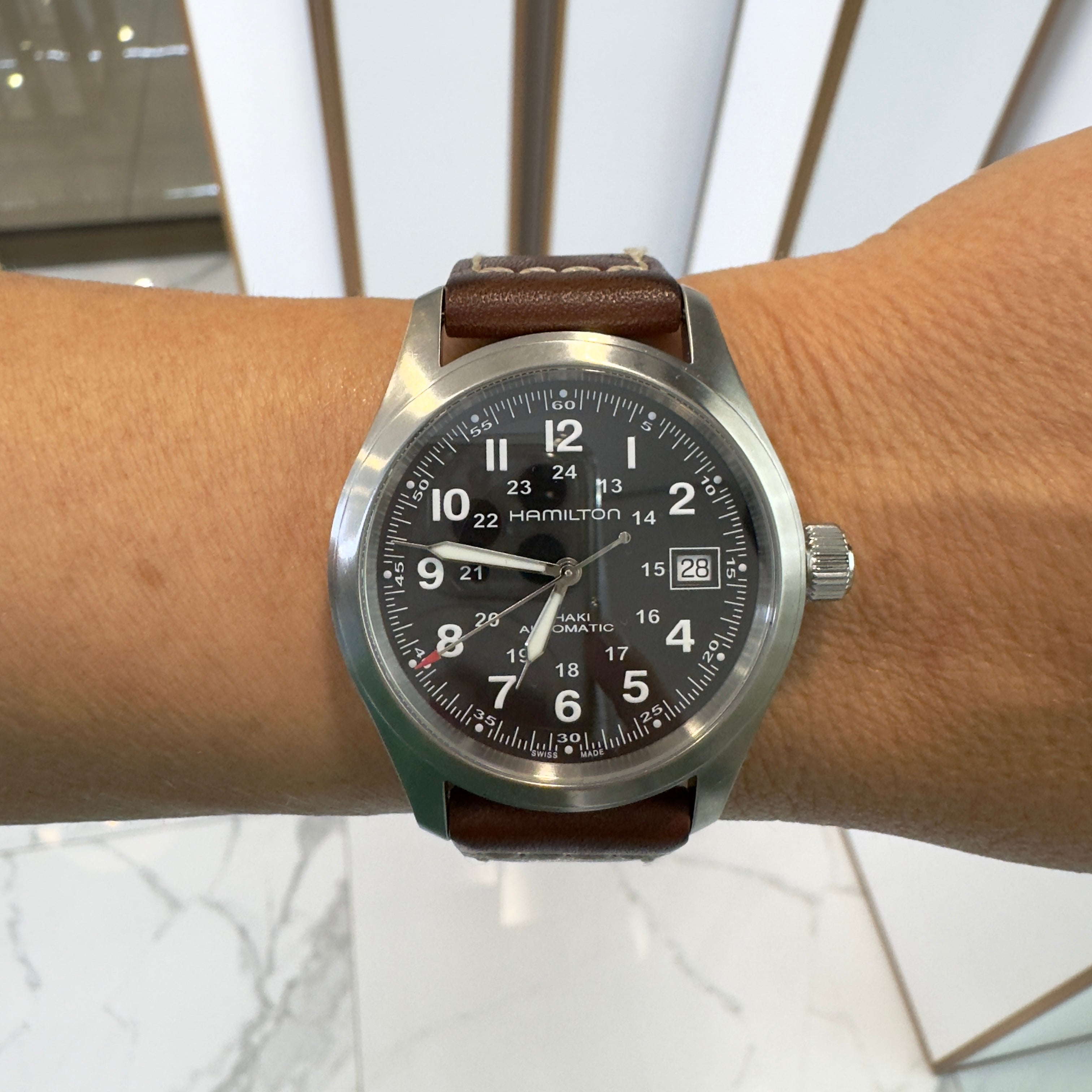 Hamilton Khaki Field Auto 38MM H70551 Brown Leather Steel Automatic Watch