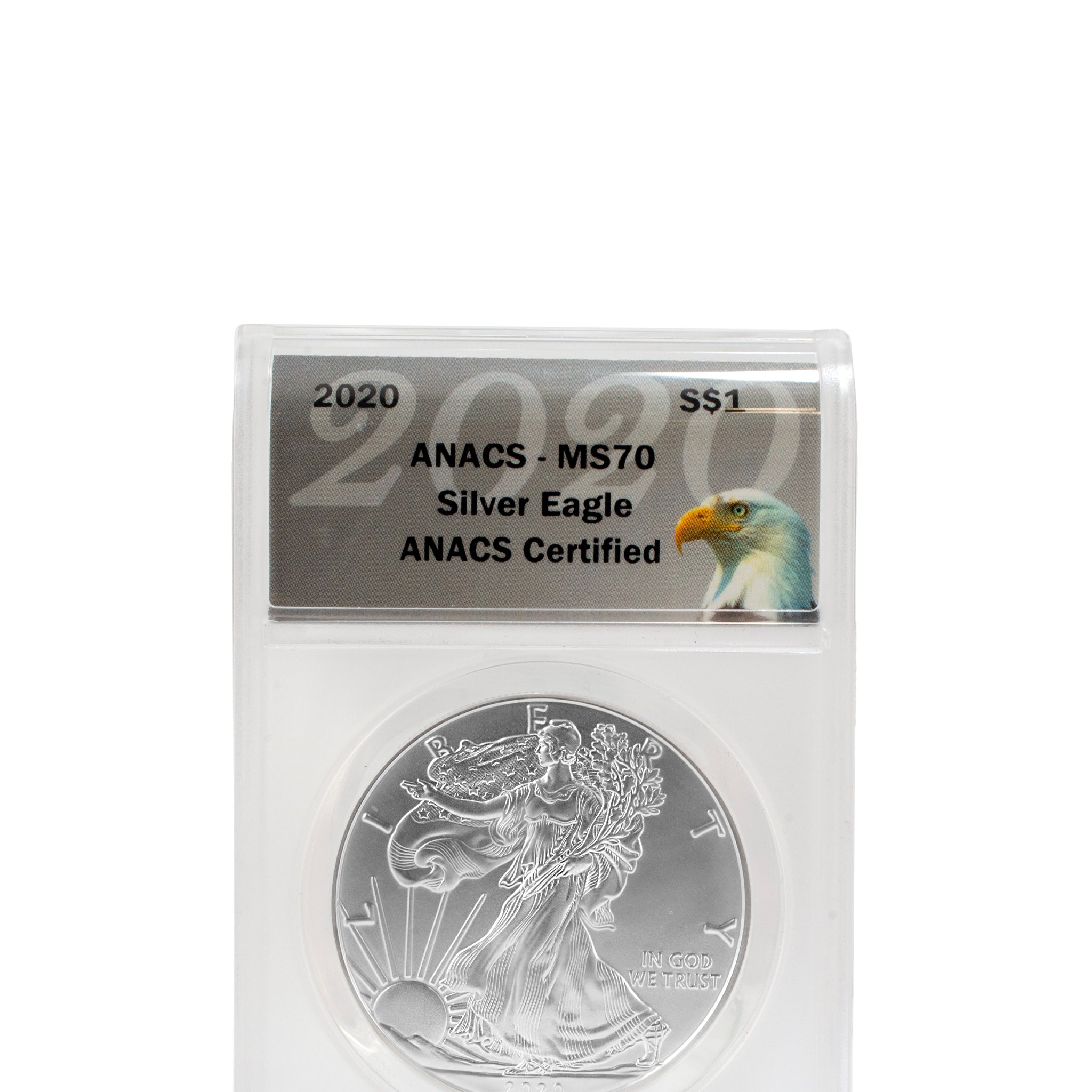 2020 1 Oz Anacs MS70 Fine Silver $1 American Eagle Liberty Coin