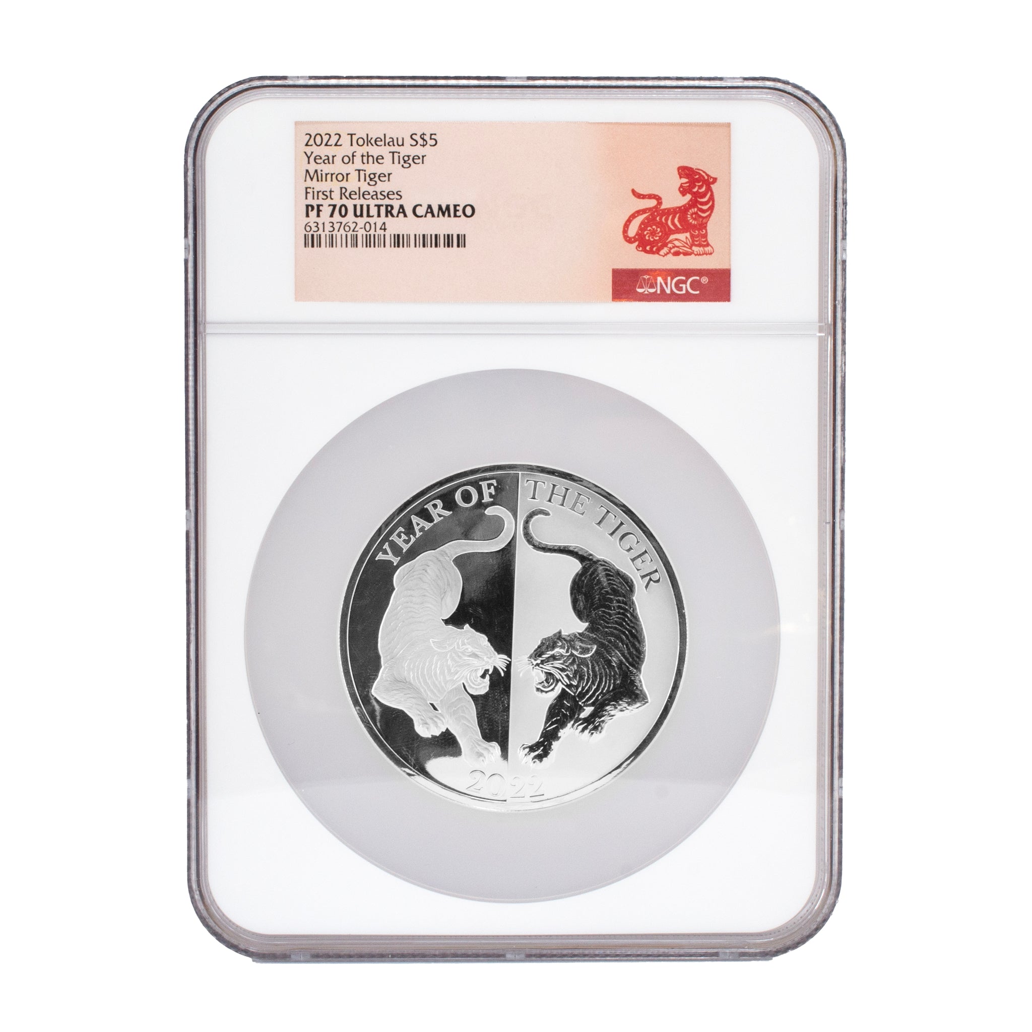 2022 Great Britain 1 Oz PF 70 Ultra Cameo NGC 5$ Mirror Tiger Fine Silver Coin