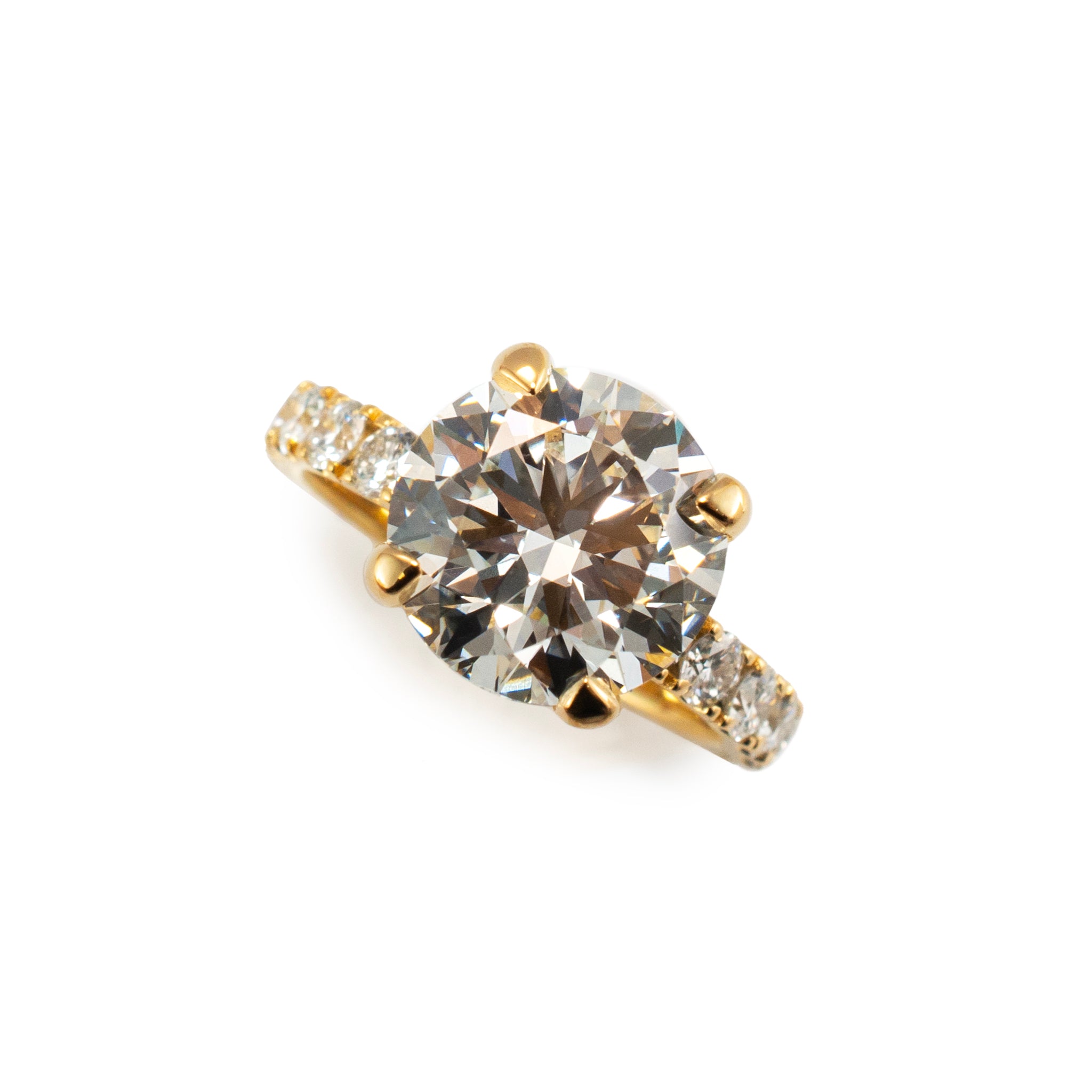 10K Yellow Gold Lab Grown IGI 4.04CT Round G VS1 Diamond Engagement Ring