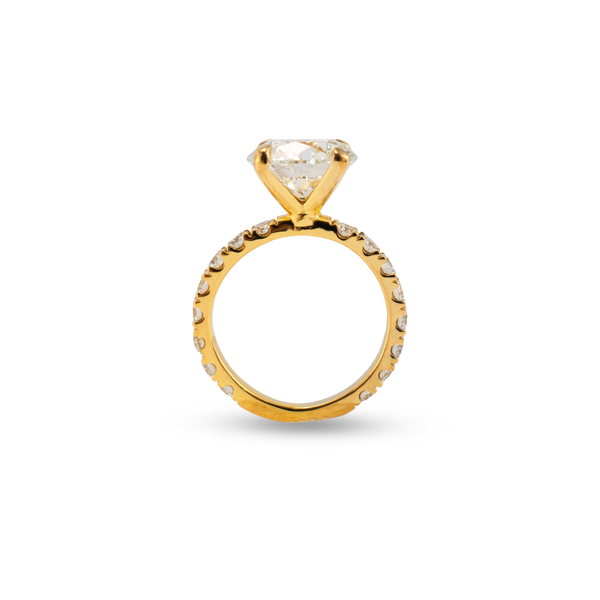 10K Yellow Gold Lab Grown IGI 4.04CT Round G VS1 Diamond Engagement Ring