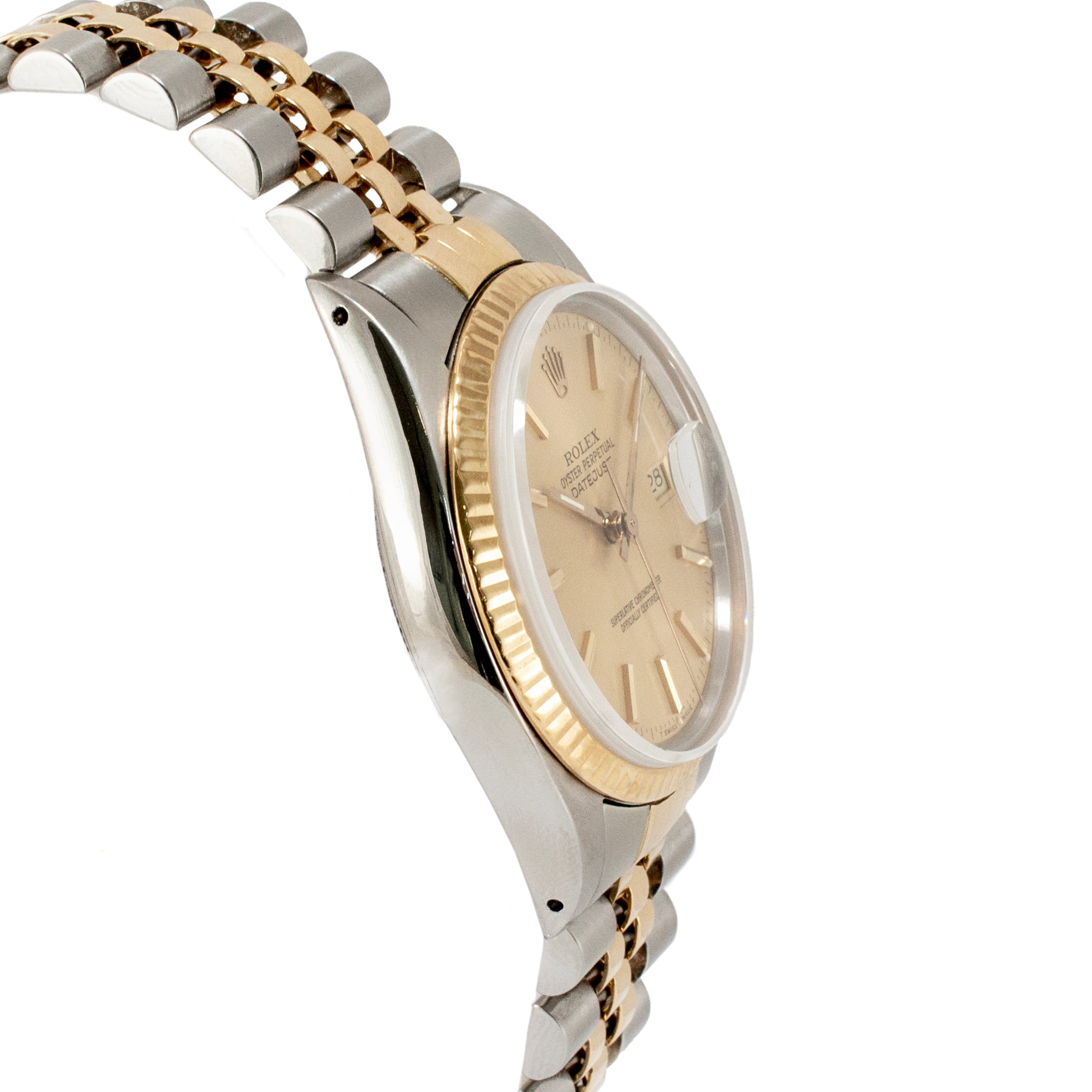 Rolex Datejust 36MM 16013 Gold Dial Jubilee Fluted 18K Yellow Gold Steel Watch