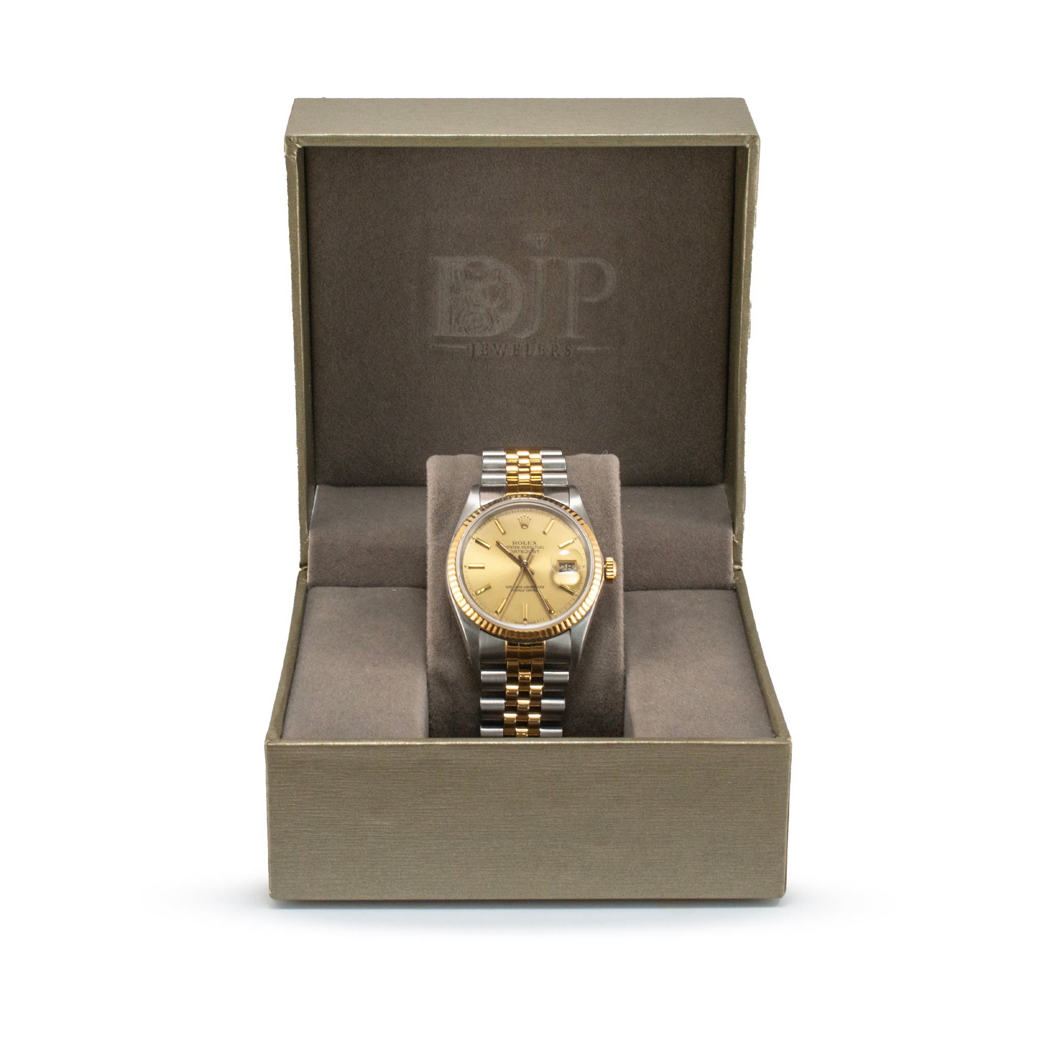 Rolex Datejust 36MM 16013 Gold Dial Jubilee Fluted 18K Yellow Gold Steel Watch