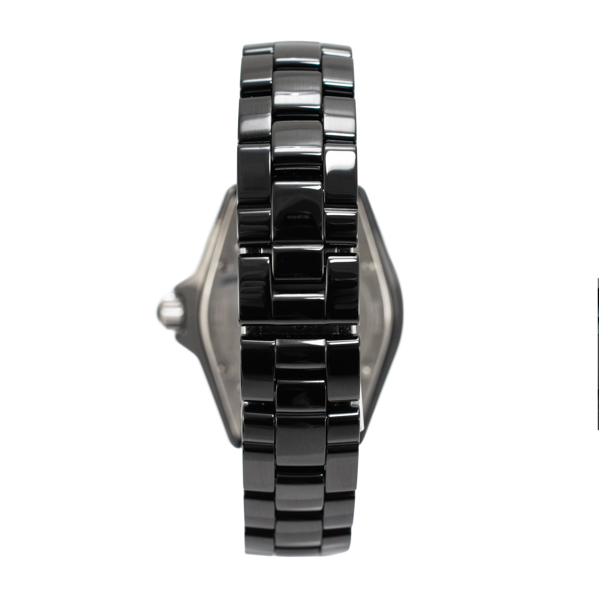 Ladies Chanel J12 Black Ceramic 33MM H1625 Icon 12 Diamond Steel Quartz Watch