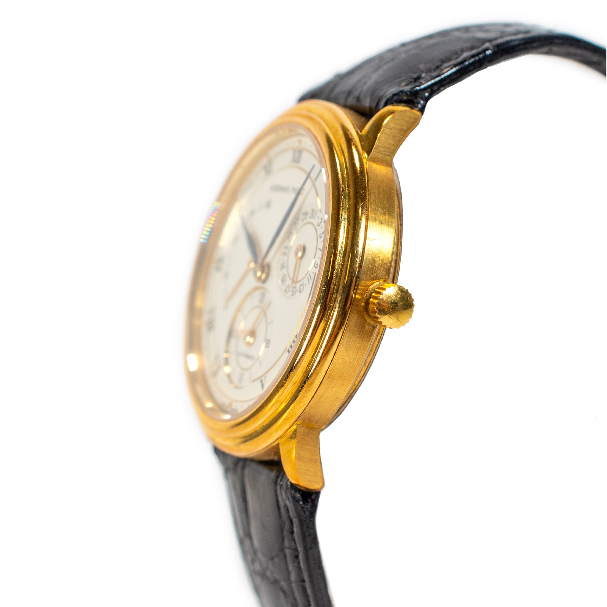 Vintage Audemars Piguet Dual Time 36MM 25685BA 18K Gold Calendar Automatic Watch