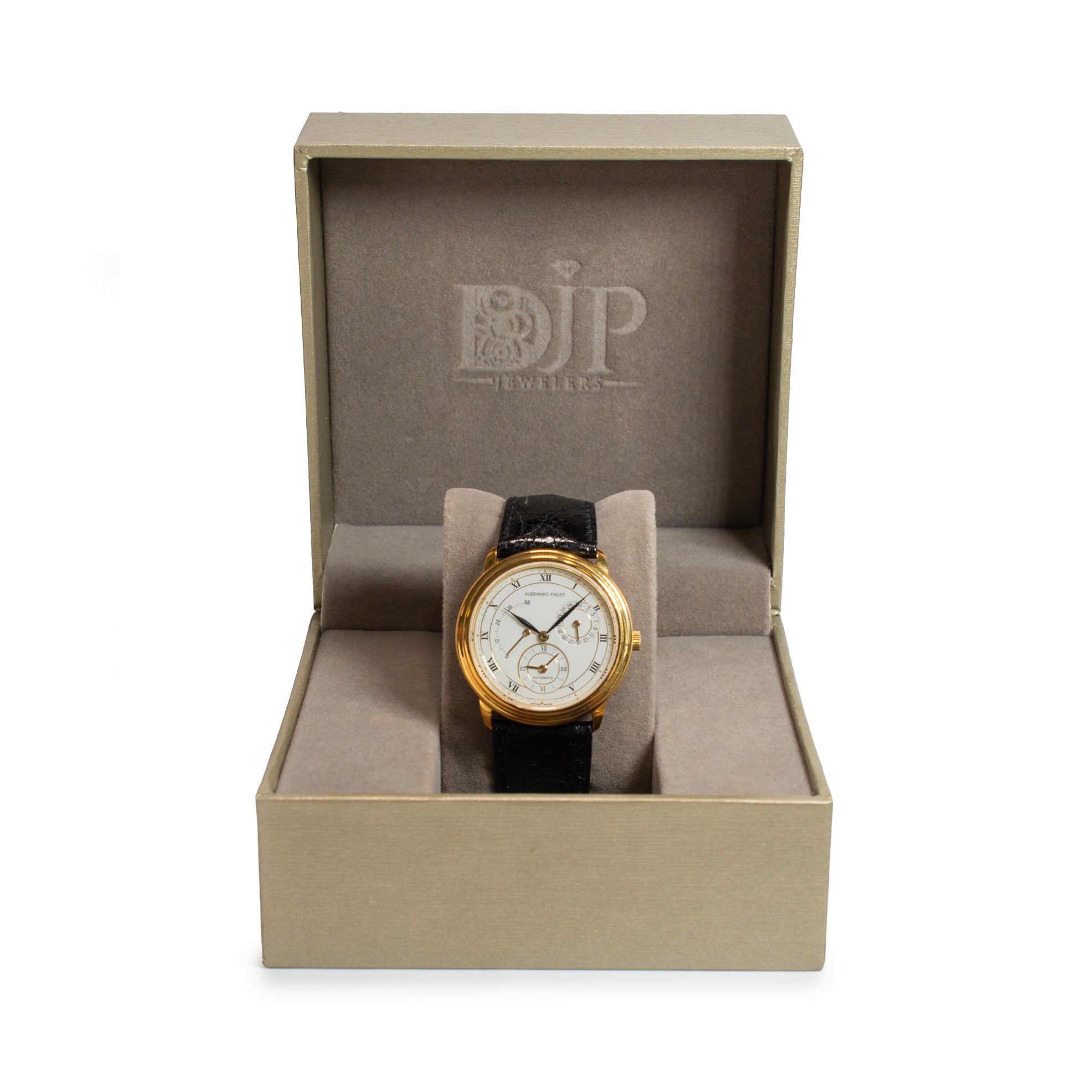 Vintage Audemars Piguet Dual Time 36MM 25685BA 18K Gold Calendar Automatic Watch