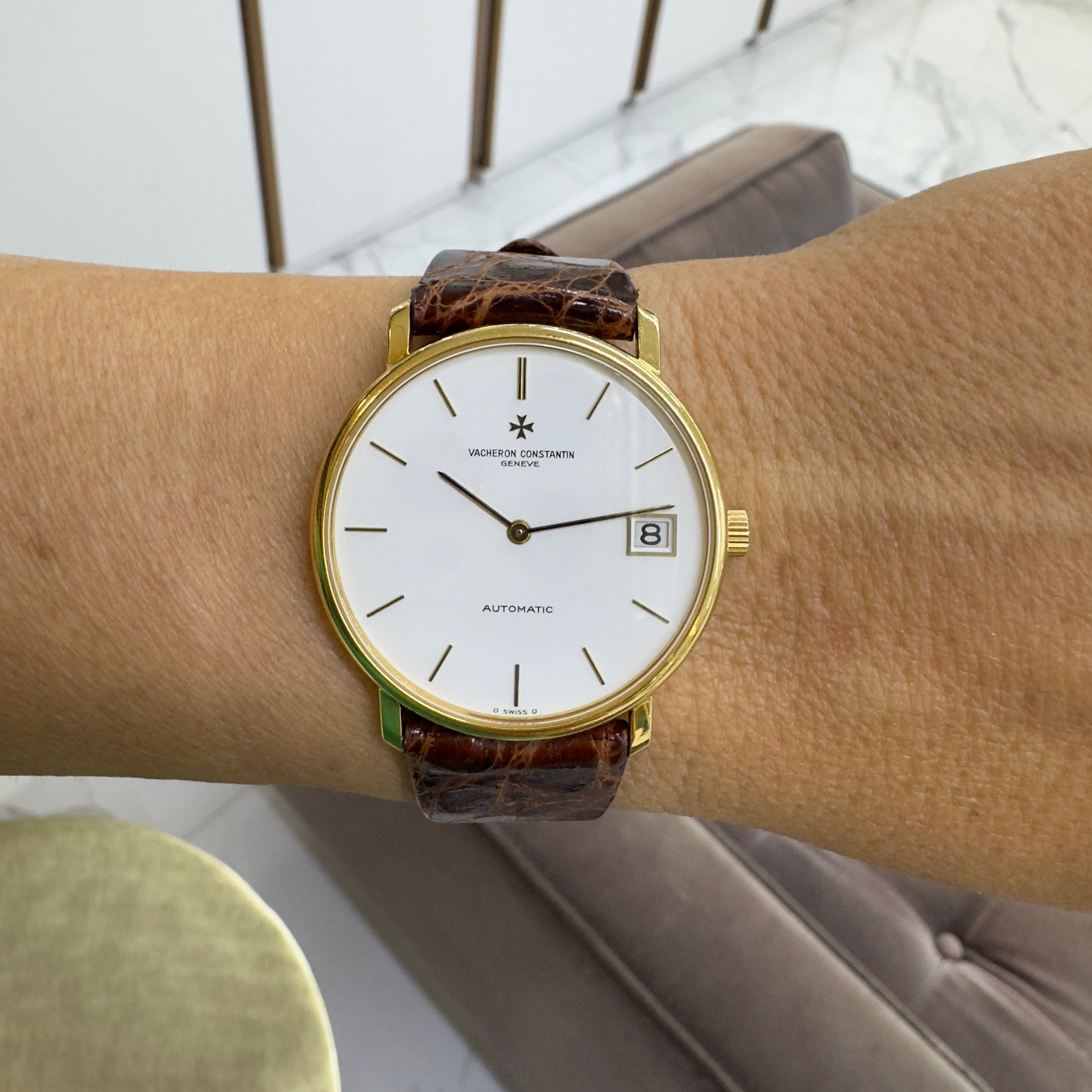 Vintage Vacheron Constantin Patrimony 35MM 44001 Date Sigma White 18K Gold Watch