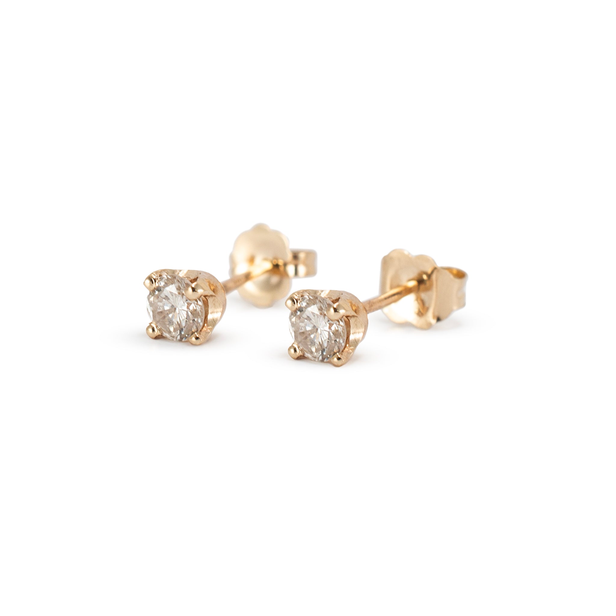 Ladies 14K Yellow Gold 0.40ct Diamond Push Back Stud Earrings