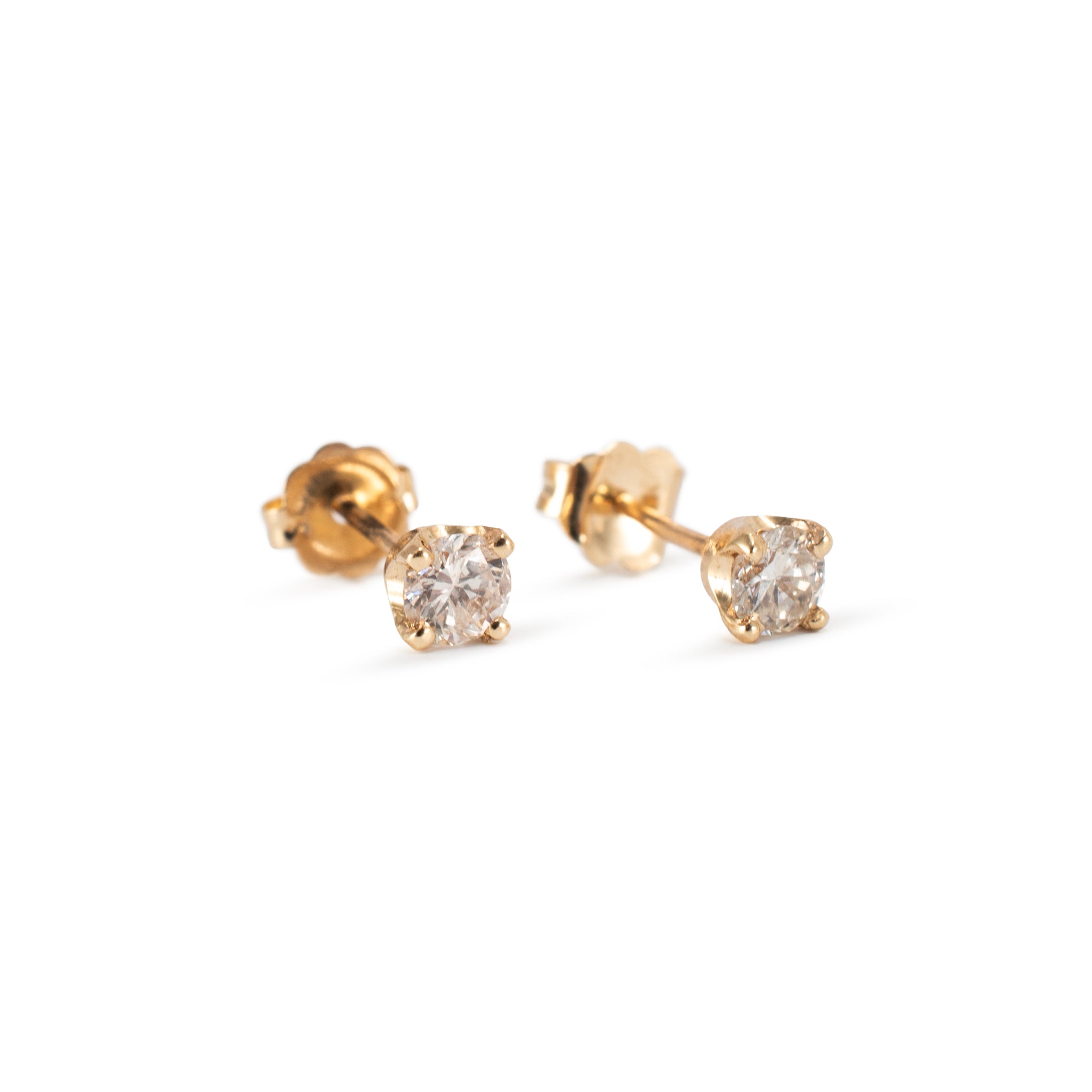 Ladies 14K Yellow Gold 0.40ct Diamond Push Back Stud Earrings