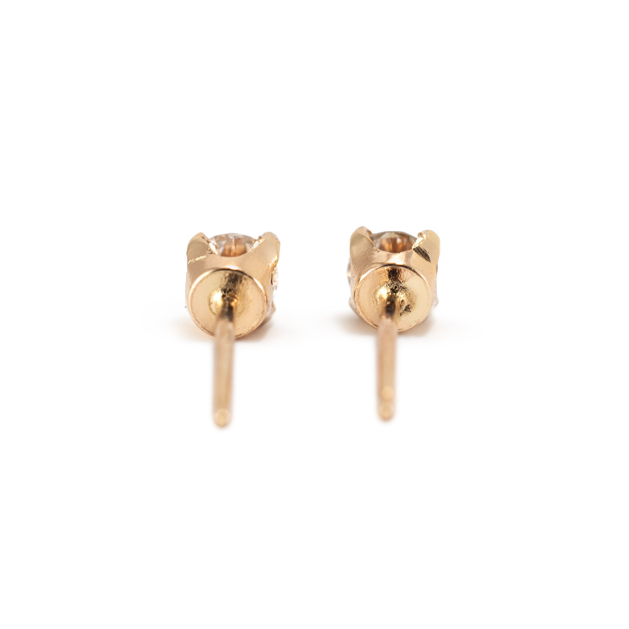 Ladies 14K Yellow Gold 0.40ct Diamond Push Back Stud Earrings