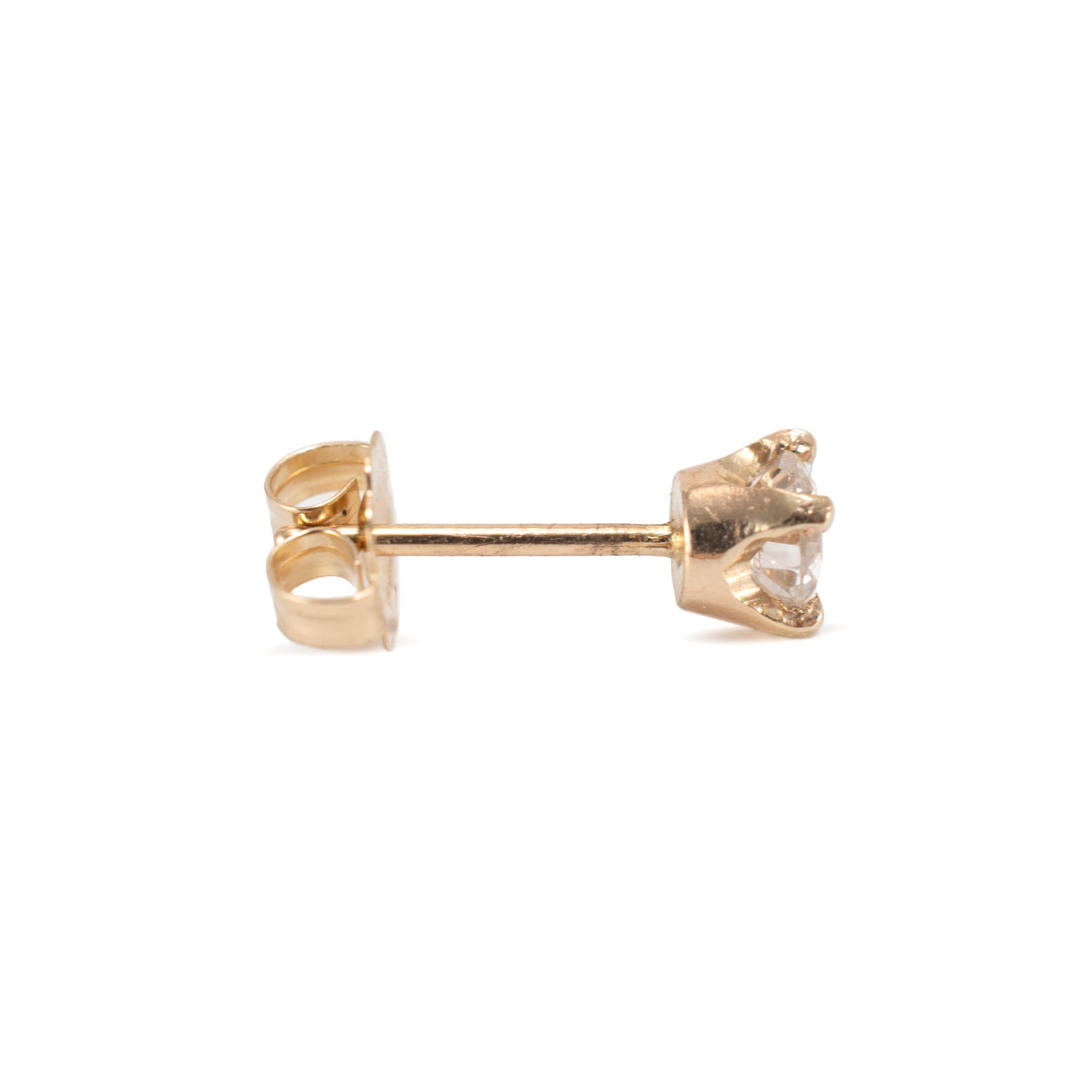 Ladies 14K Yellow Gold 0.40ct Diamond Push Back Stud Earrings