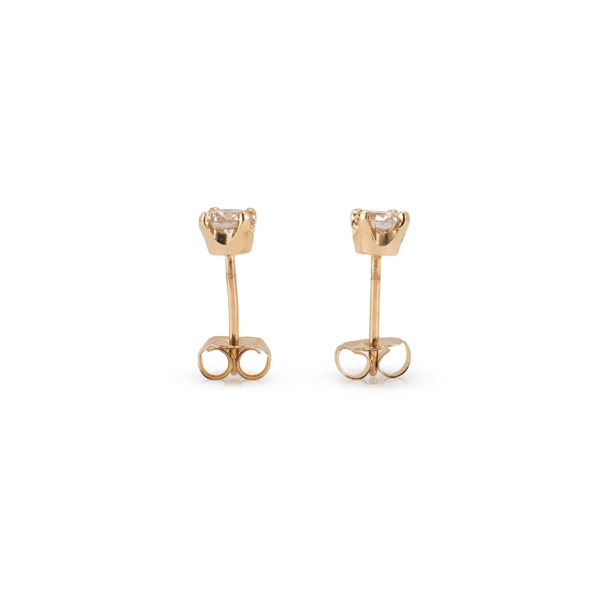 Ladies 14K Yellow Gold 0.40ct Diamond Push Back Stud Earrings