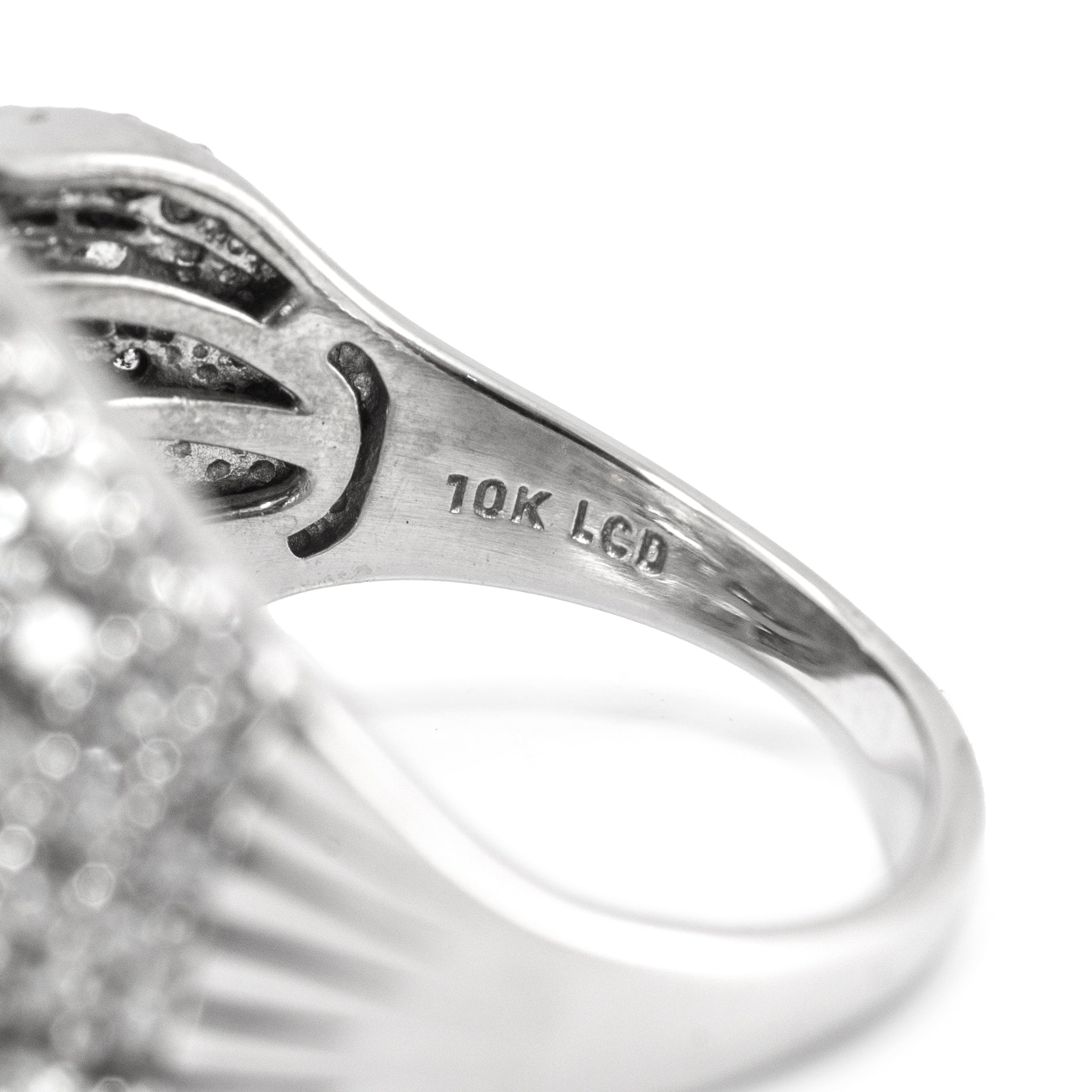 Ladies 10K White Gold 5.25ct Lab Grown Diamond Multi-Row Criss-Cross Band Ring