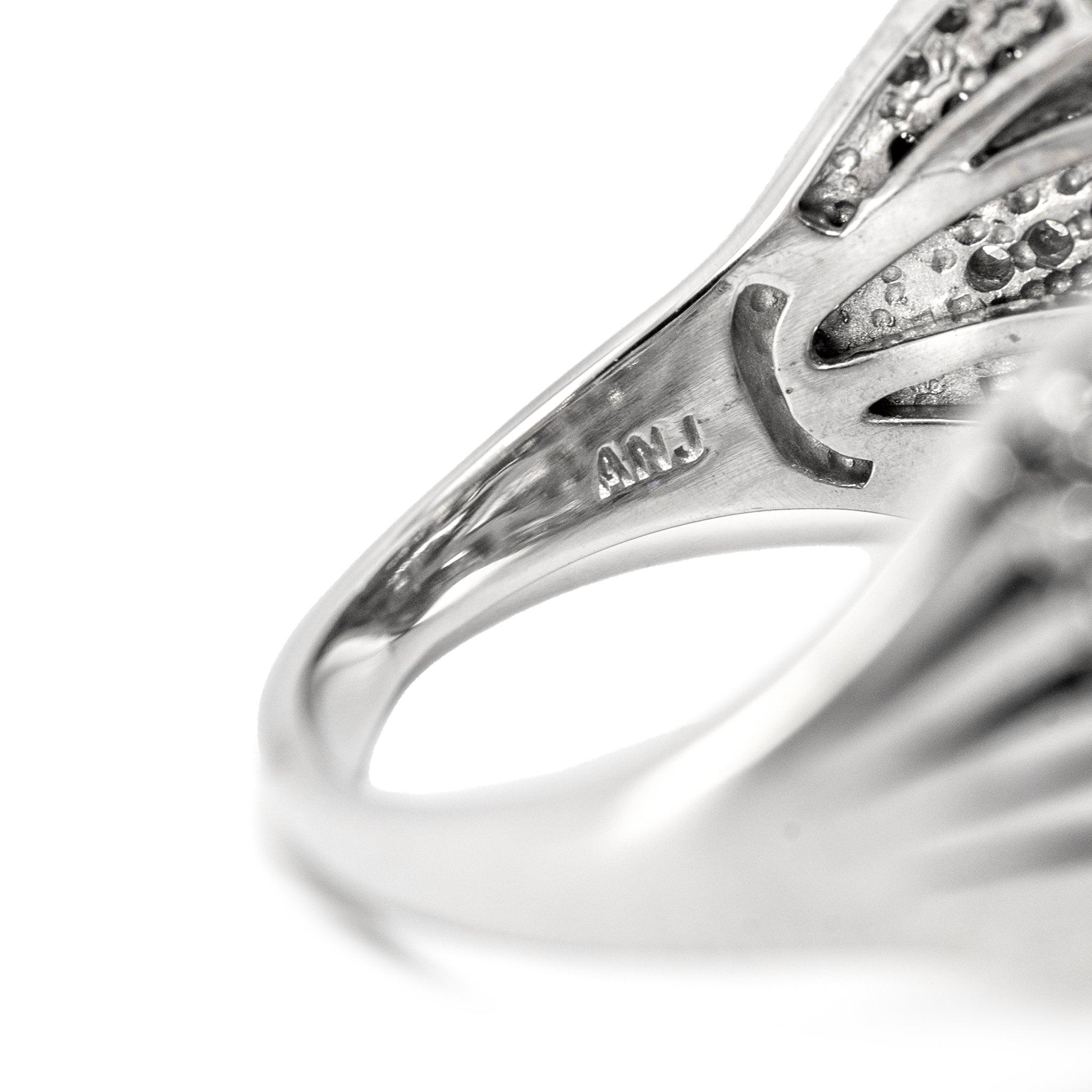 Ladies 10K White Gold 5.25ct Lab Grown Diamond Multi-Row Criss-Cross Band Ring
