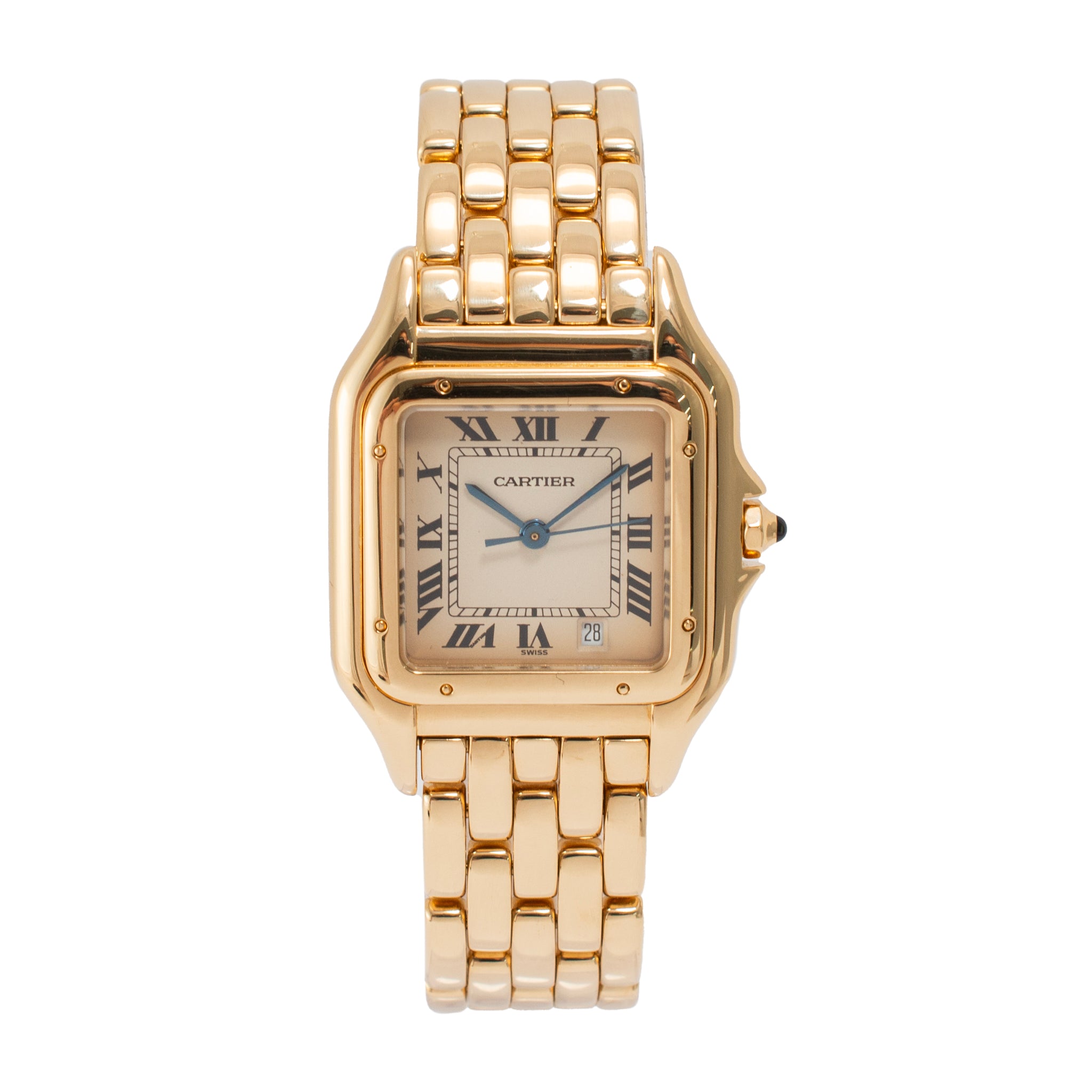 Cartier Panthere Medium Size 27MM 8839 18K Yellow Gold White Roman Quartz Watch