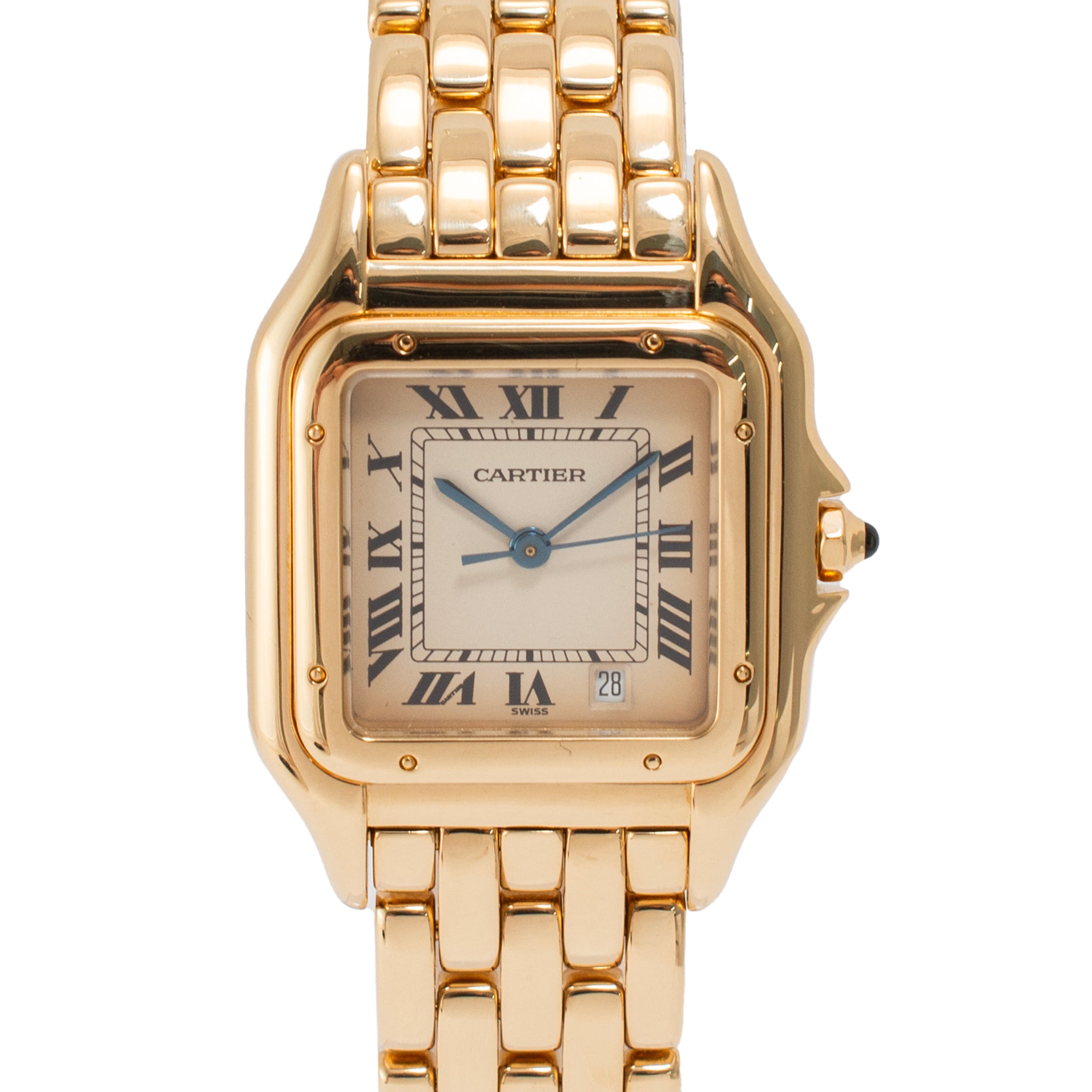Cartier Panthere Medium Size 27MM 8839 18K Yellow Gold White Roman Quartz Watch