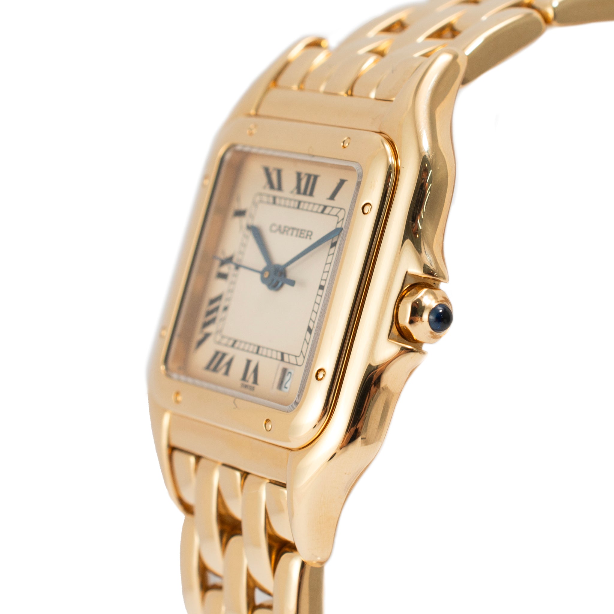 Cartier Panthere Medium Size 27MM 8839 18K Yellow Gold White Roman Quartz Watch