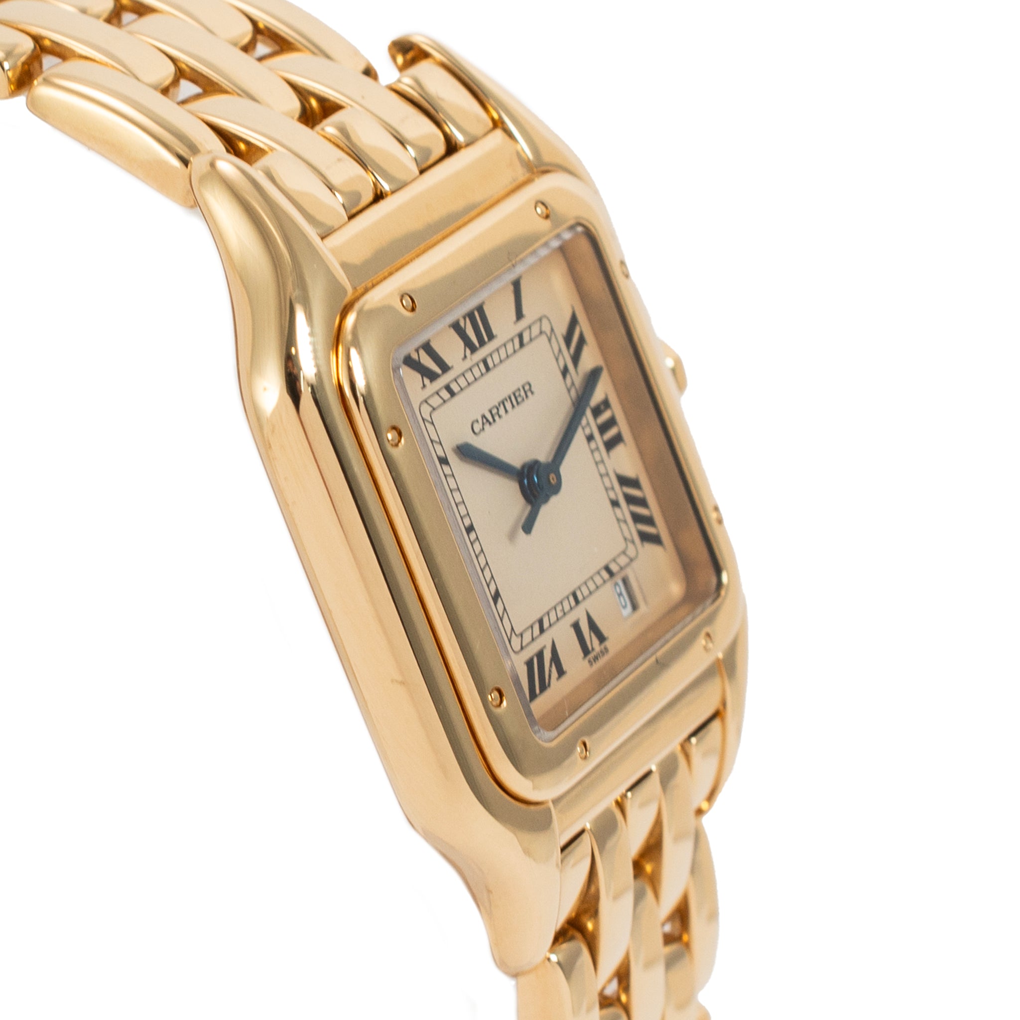Cartier Panthere Medium Size 27MM 8839 18K Yellow Gold White Roman Quartz Watch