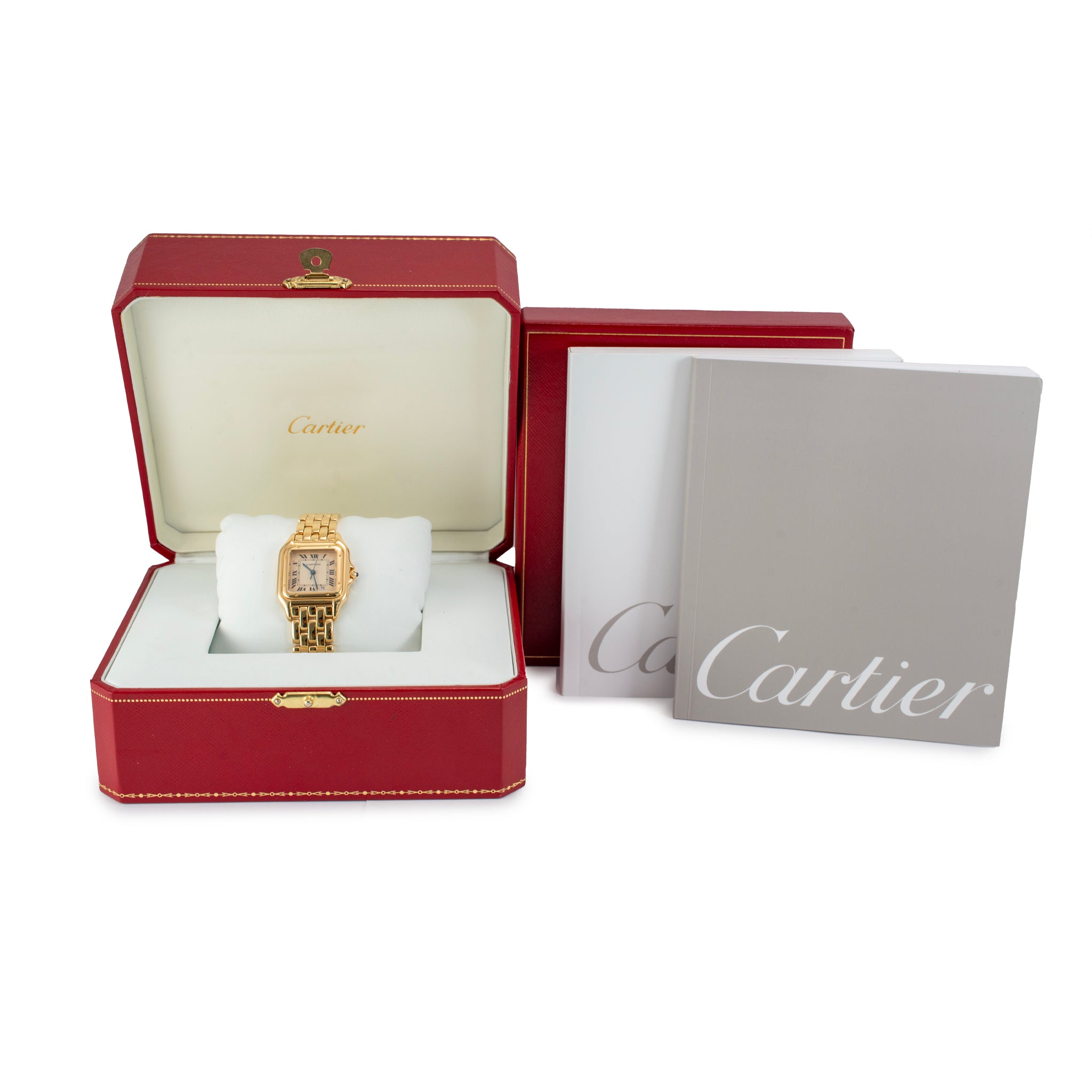 Cartier Panthere Medium Size 27MM 8839 18K Yellow Gold White Roman Quartz Watch