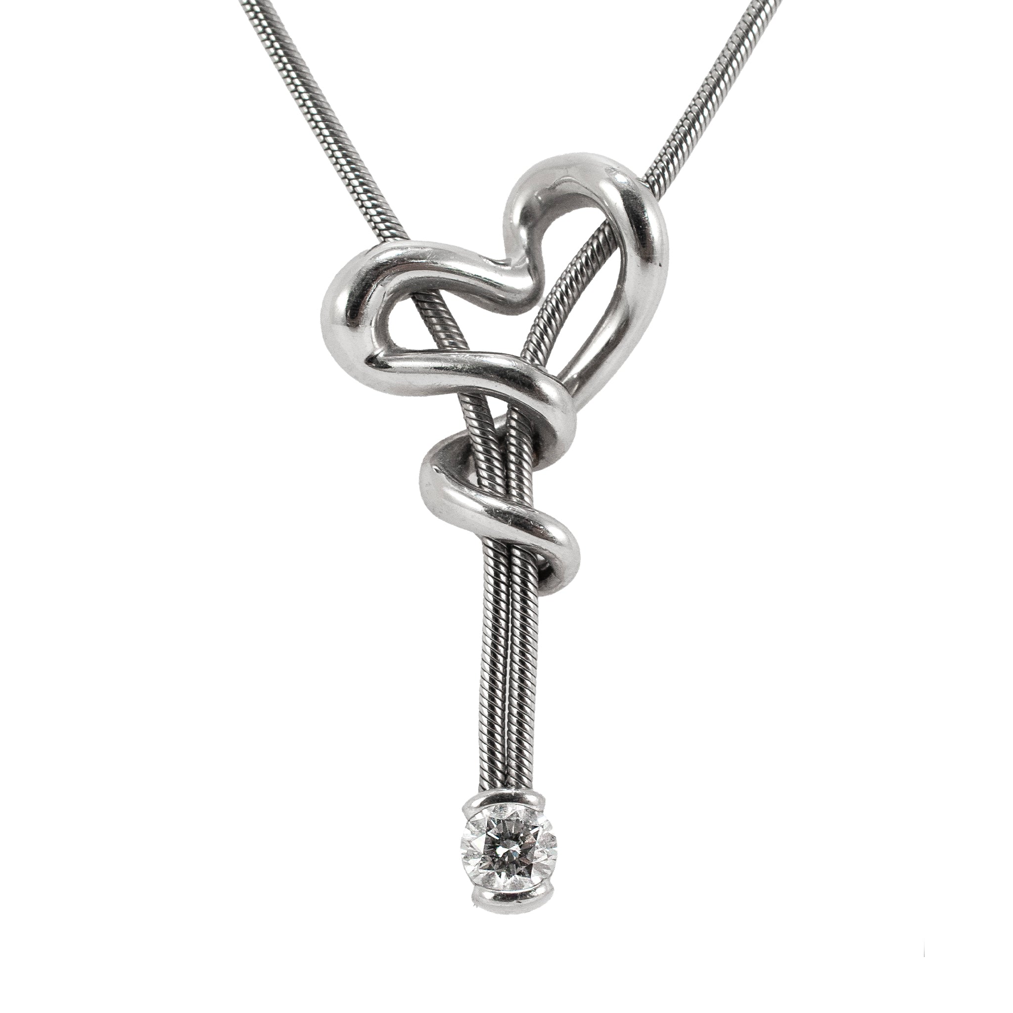 Jose Hess the Squiggle Collection 950 Platinum 0.15ct Round Diamond Necklace