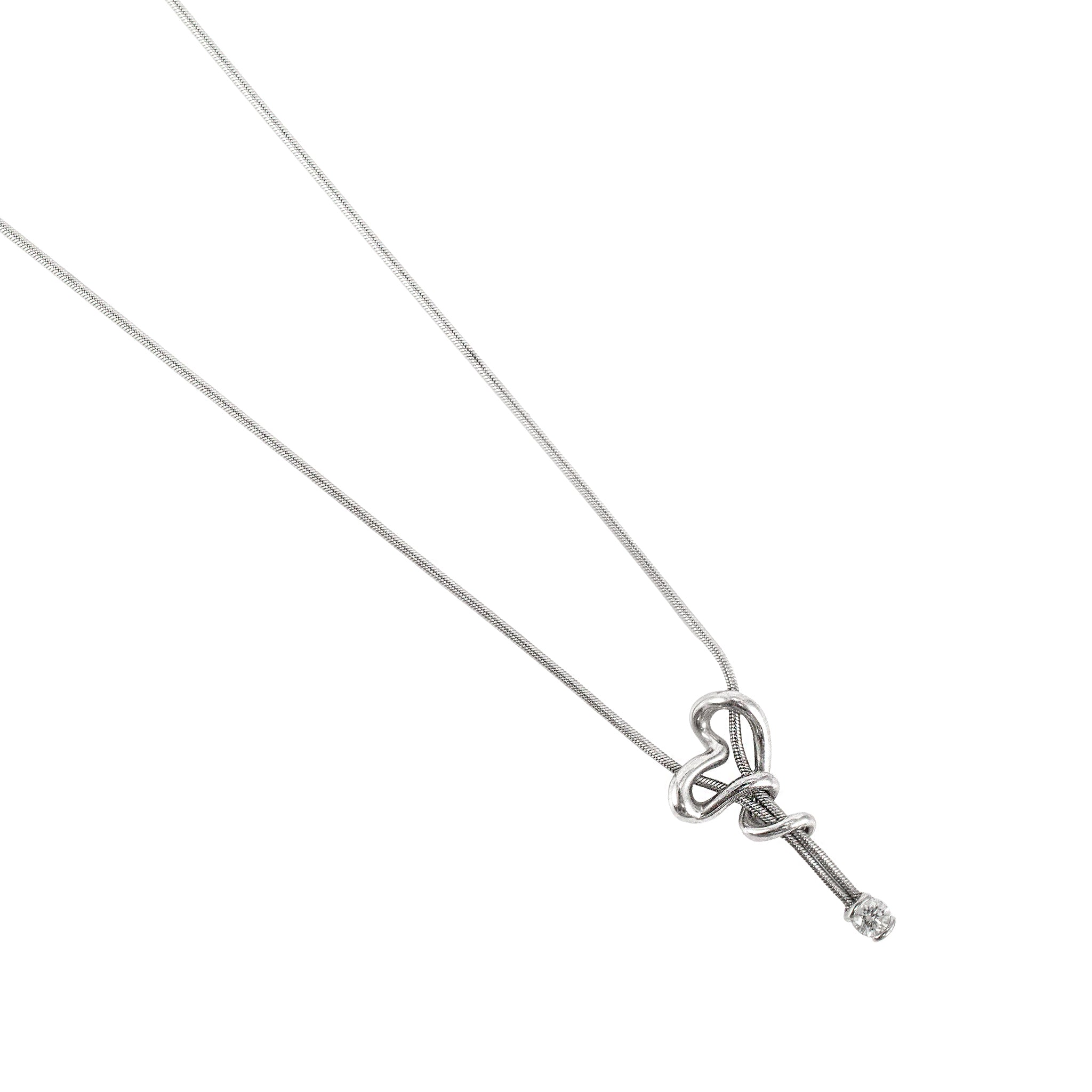 Jose Hess the Squiggle Collection 950 Platinum 0.15ct Round Diamond Necklace