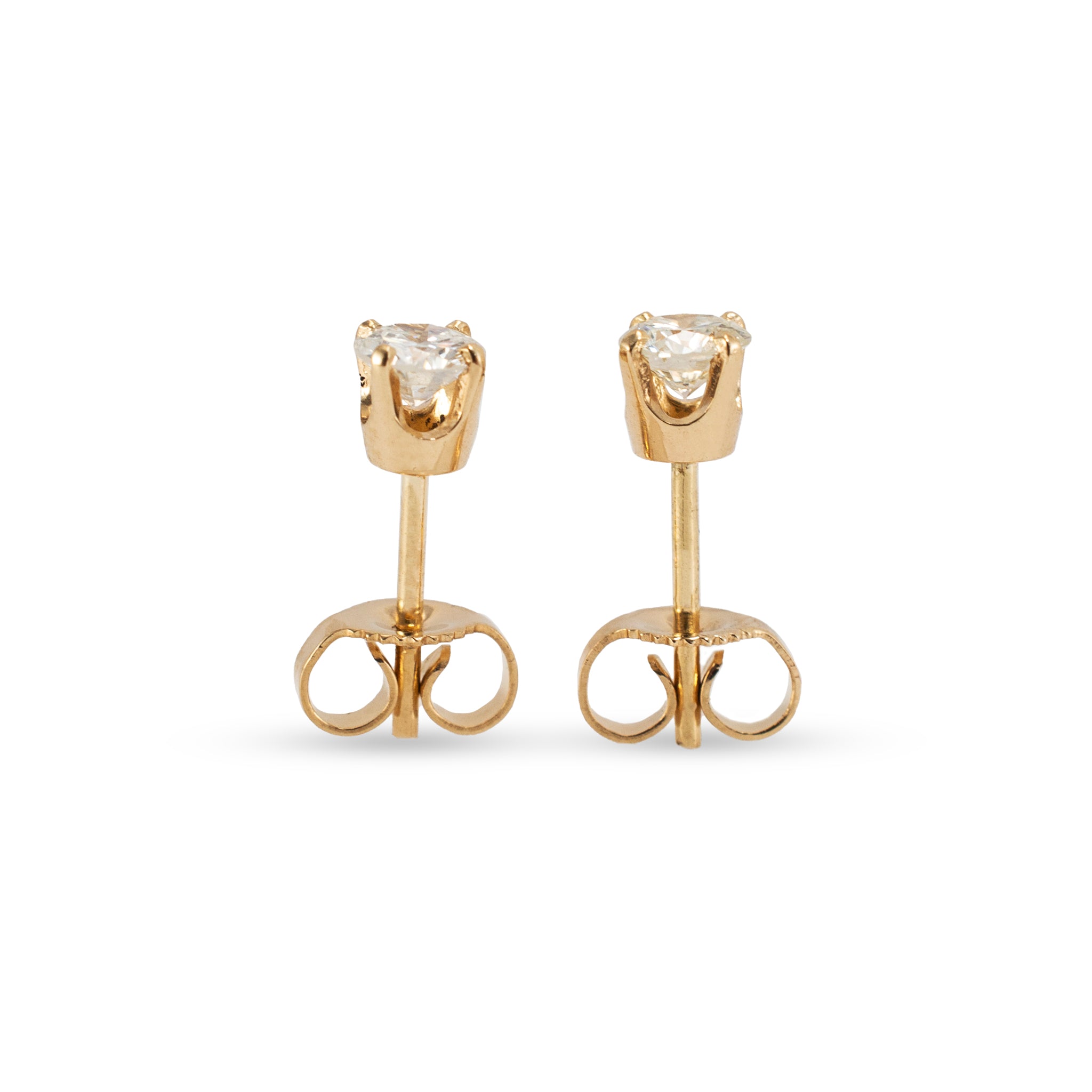 Ladies 14K Yellow Gold 0.55ct Diamond Push Back Stud Earrings