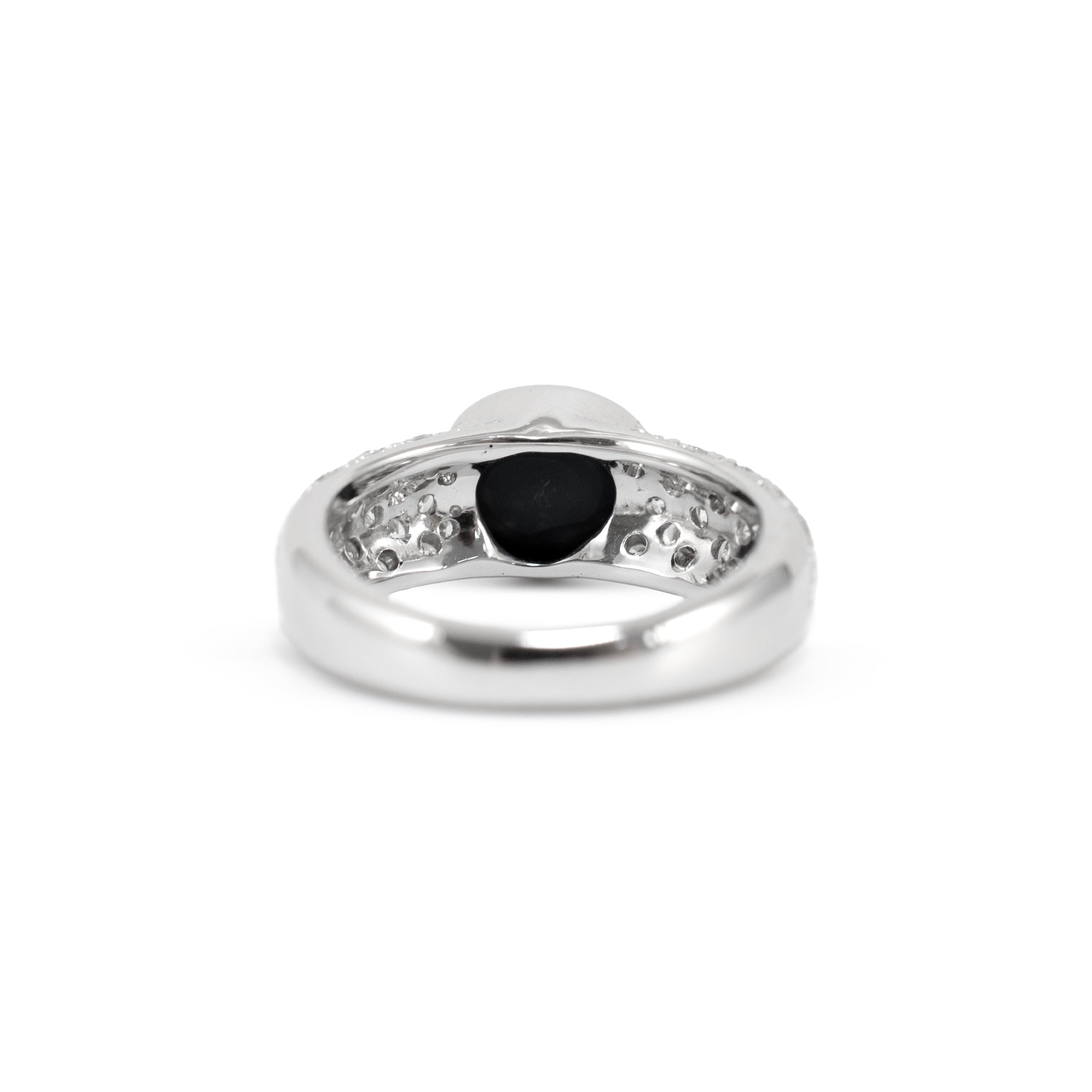 18K White Gold AGL Australian Multi Colored Black Opal Diamond Cocktail Ring