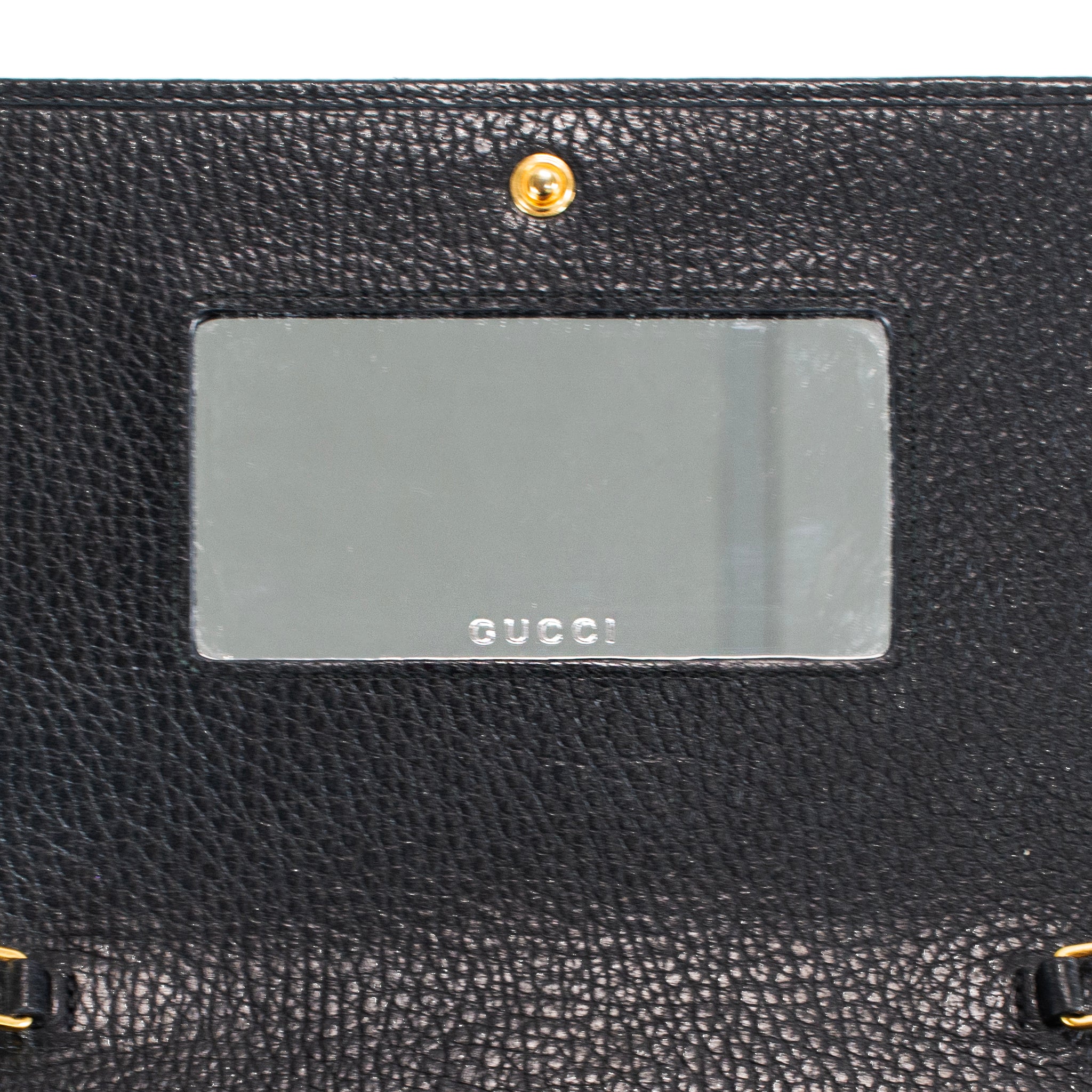 Gucci Gg Black Textured Leather Marmont Wallet on Chain Crossbody Bag