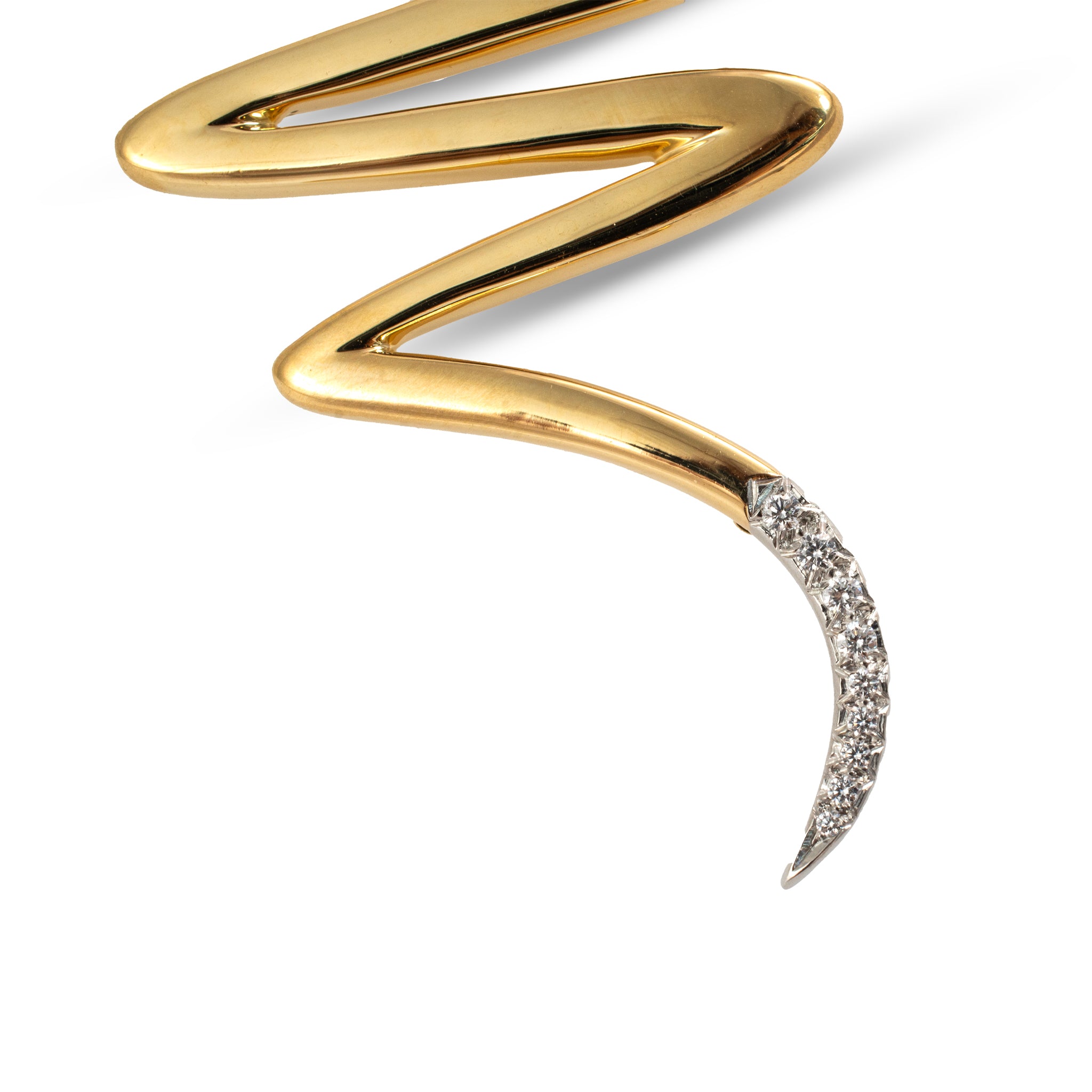 Vintage Tiffany & Co. Large Paloma Picasso 18K Gold Platinum Diamond PIN Brooch