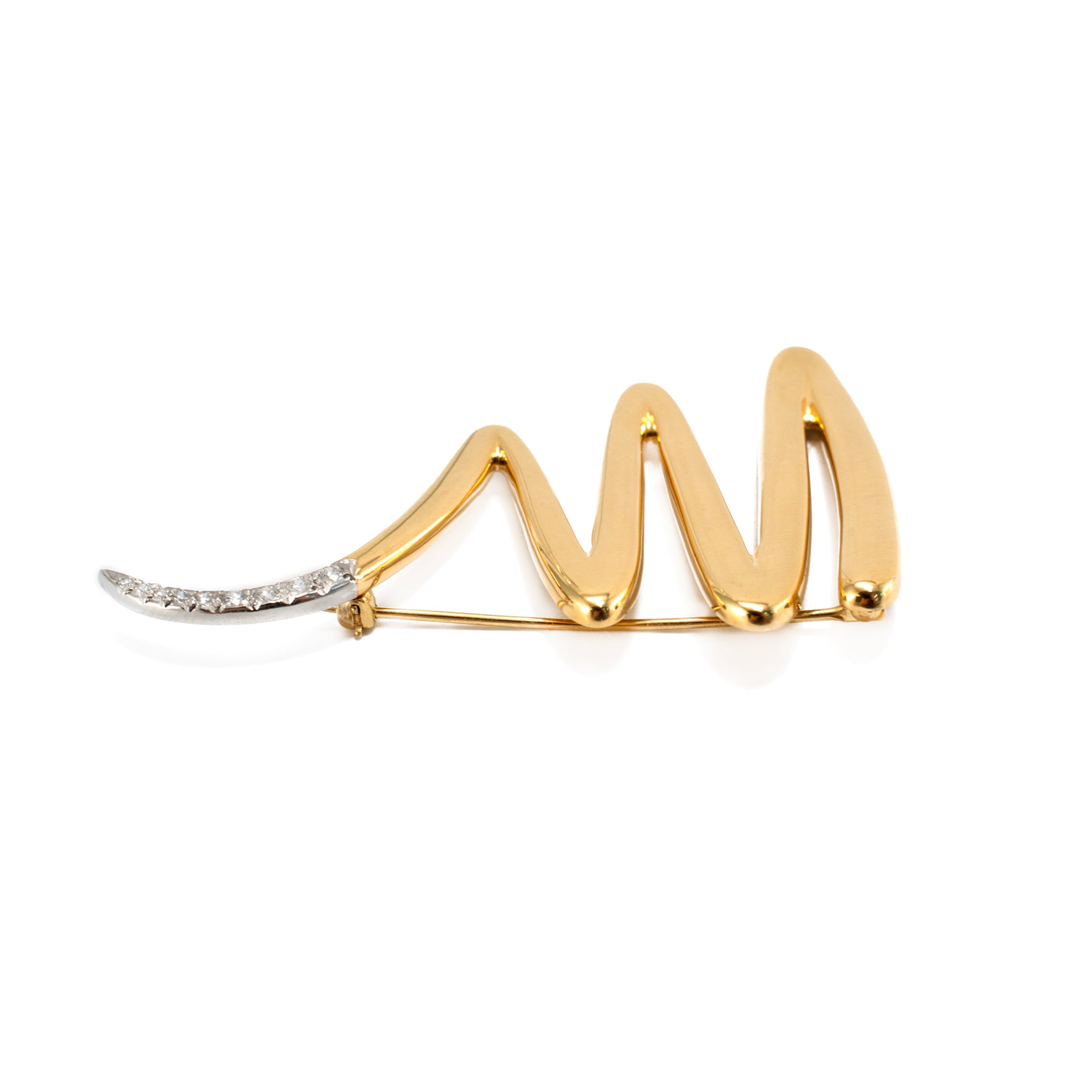 Vintage Tiffany & Co. Large Paloma Picasso 18K Gold Platinum Diamond PIN Brooch