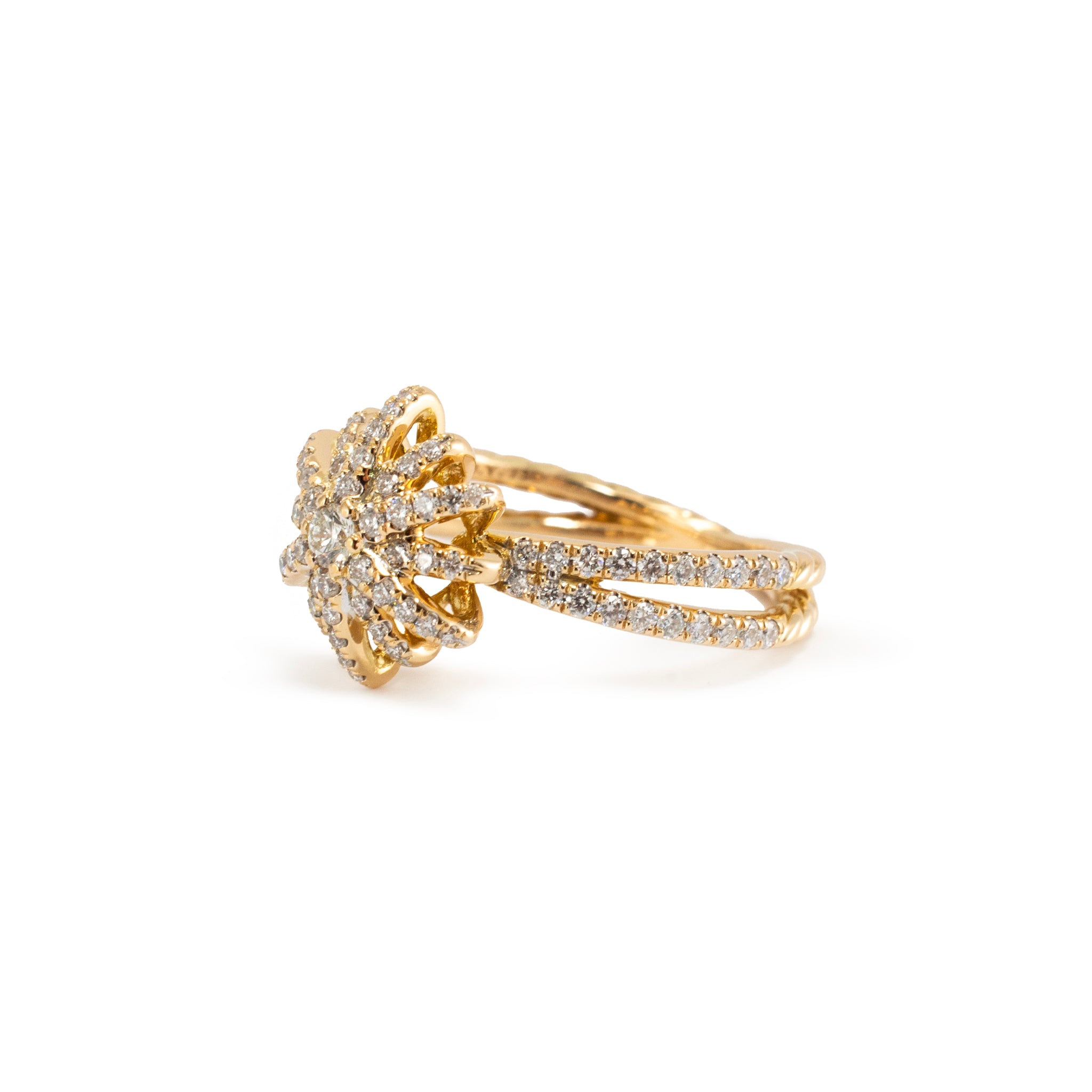 David Yurman 18K Diamond Starburst Ring 20MM Motif Pave Diamond Cocktail Ring