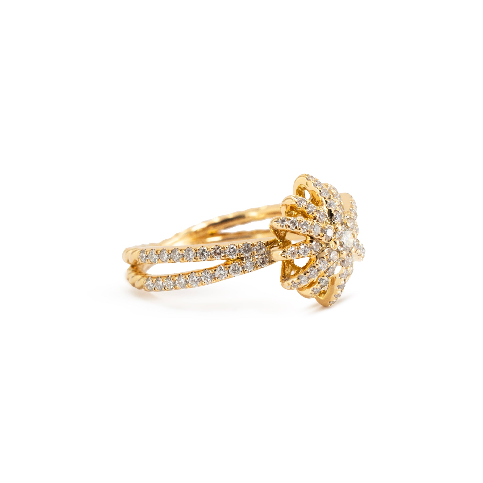 David Yurman 18K Diamond Starburst Ring 20MM Motif Pave Diamond Cocktail Ring