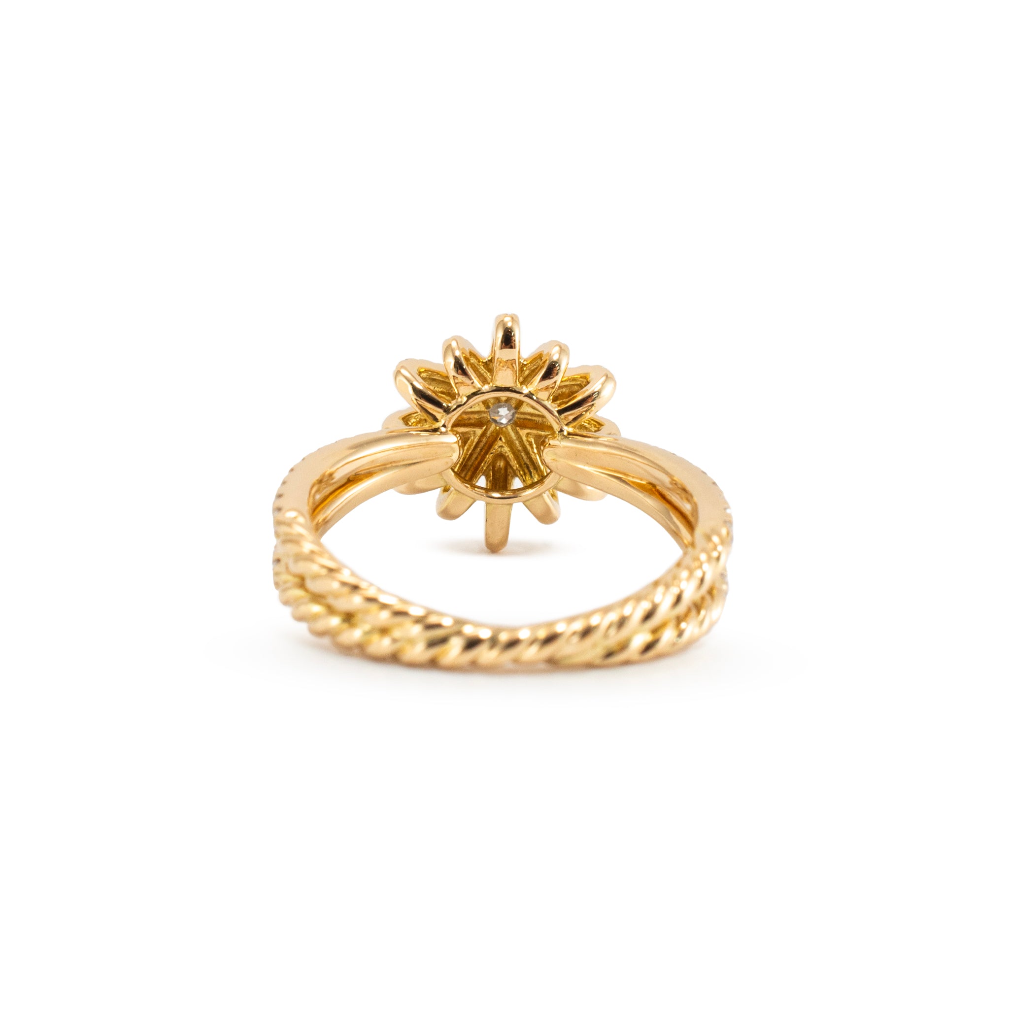 David Yurman 18K Diamond Starburst Ring 20MM Motif Pave Diamond Cocktail Ring