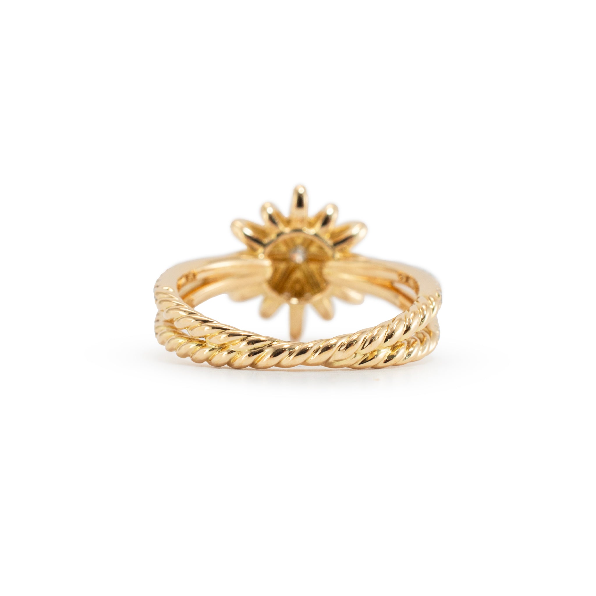 David Yurman 18K Diamond Starburst Ring 20MM Motif Pave Diamond Cocktail Ring