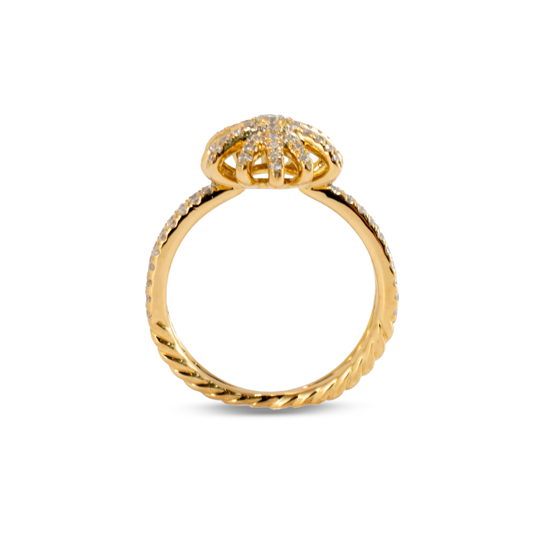 David Yurman 18K Diamond Starburst Ring 20MM Motif Pave Diamond Cocktail Ring