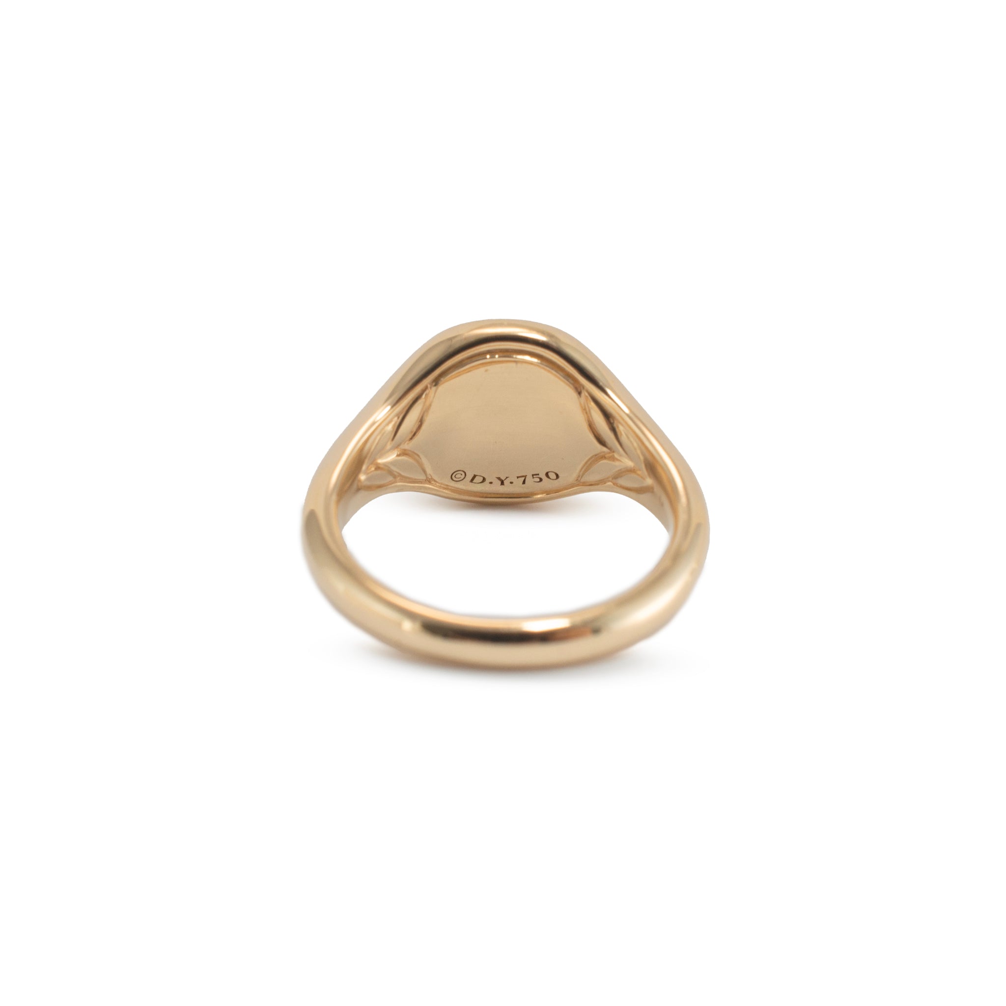 David Yurman DY E Initial 18K Yellow Gold Diamond Pinky Signet Cocktail Ring