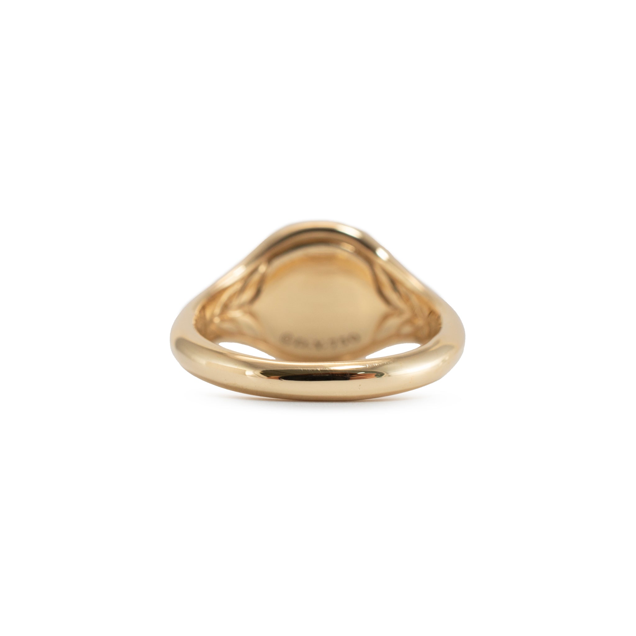 David Yurman DY E Initial 18K Yellow Gold Diamond Pinky Signet Cocktail Ring